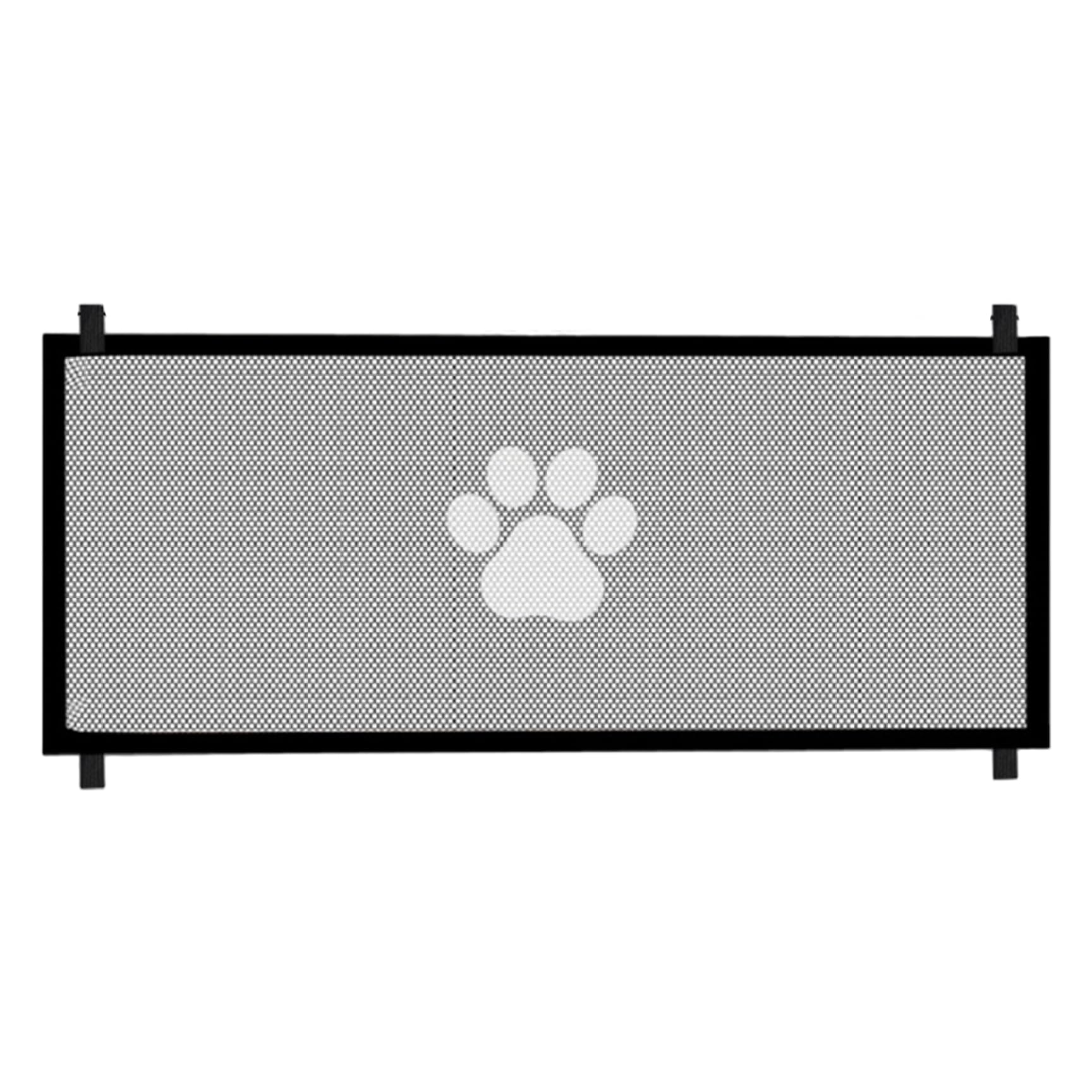 Mesh Dog Gate - No Drilling Portable & Foldable Pet Gate, Adjustable Width 70.87" x 30.71" Safety Barrier for Indoor Use, Black
