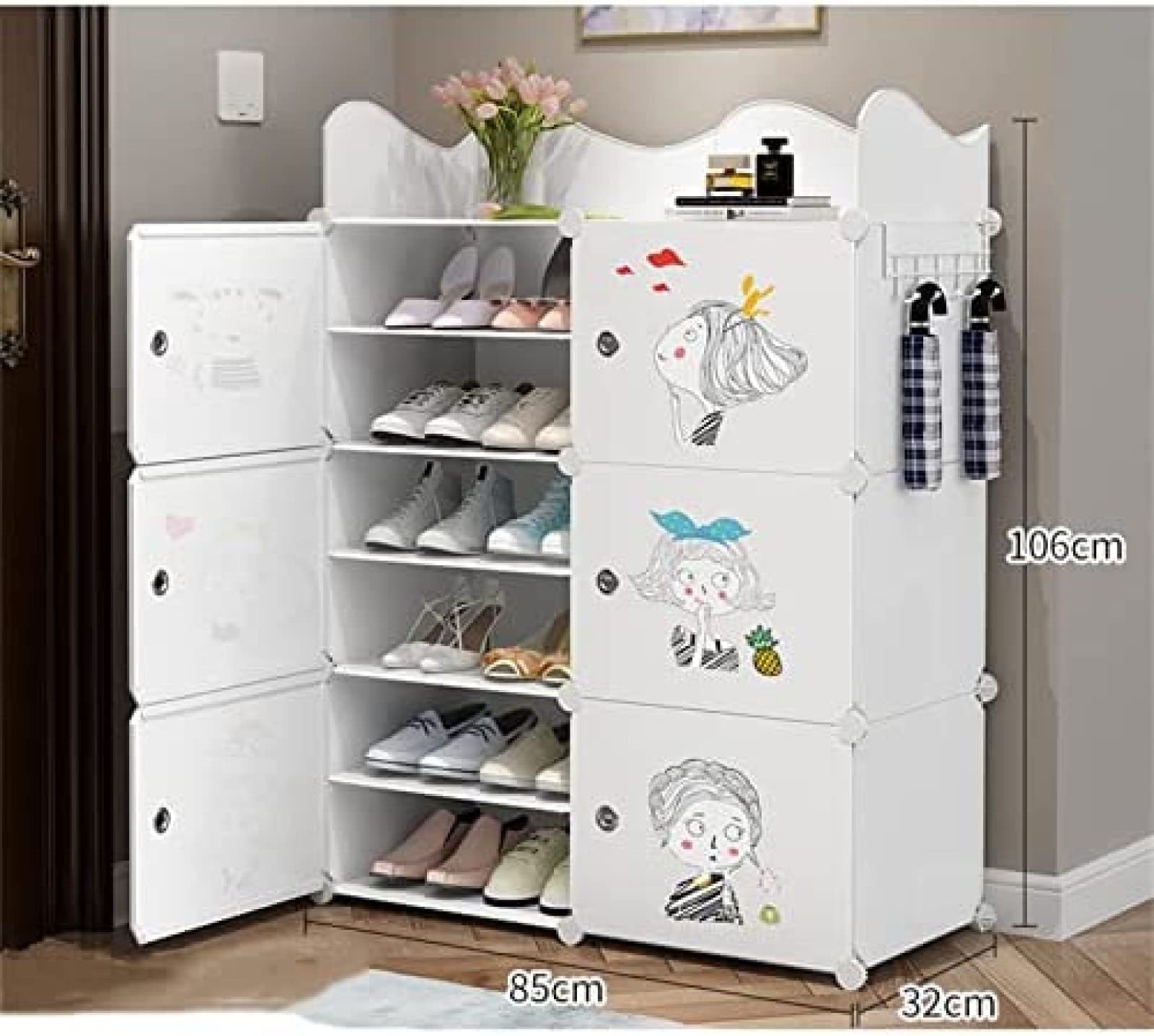 Zapateros Pasillo Plástico Delgado, Gabinete De Almacenamiento De Zapatos Mampara Extraíble, Zapatero Organizador De Almacenamiento Puerta De Casa Simple Interior,B