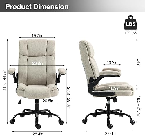 Miniatura 2 de Silla de oficina con respaldo alto, ergonómica, ejecutiva, silla de escritorio para computadora, cómoda tela, acolchada, sillas de escritorio para