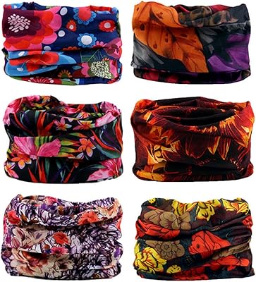 KINGREE 6PCS Outdoor Magic Scarf, Elastic Headbands, Headscarves, Headwear, Mask (Charming)