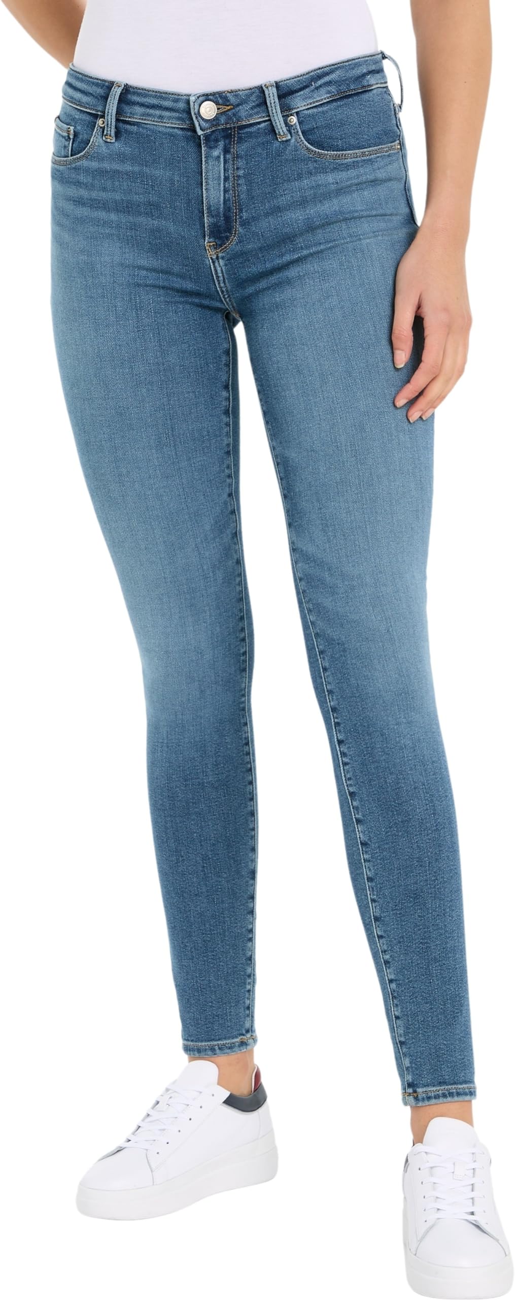 Tommy Hilfiger Women Th Flex Como Skinny Rw Mel Denim Pants, Denim, 25W / 30L