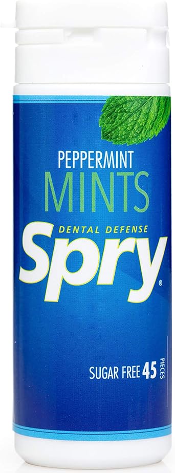 Spry Xylitol Breath Mints Sugar Free, Peppermint, 45 Count - Pack of 1