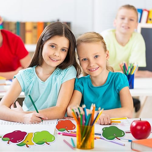 Miniatura 5 de AnyDesign 480 hojas de notas adhesivas de manzanas con forma de manzanas, notas coloridas para el regreso a clases, pestañas adhesivas de lindas