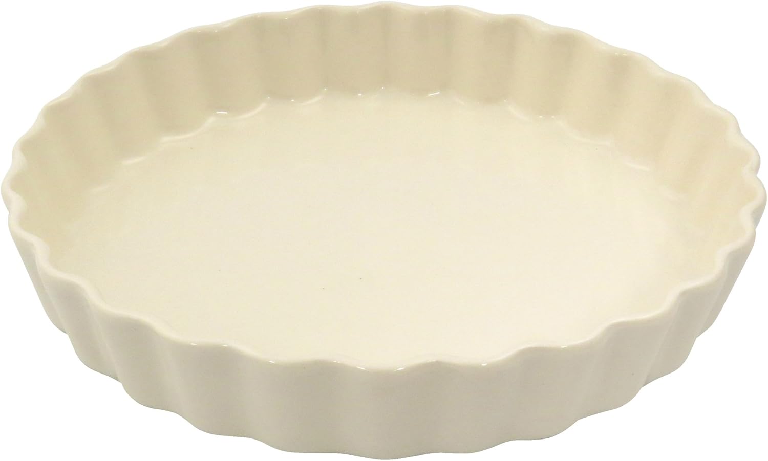 Banko Ware 06596 Oven Safe Quiche Gratin Dish, Large, White Standing Muscles, Diameter Approx. 7.7 inches (19.5 cm), Microwave Safe, Made in Japan