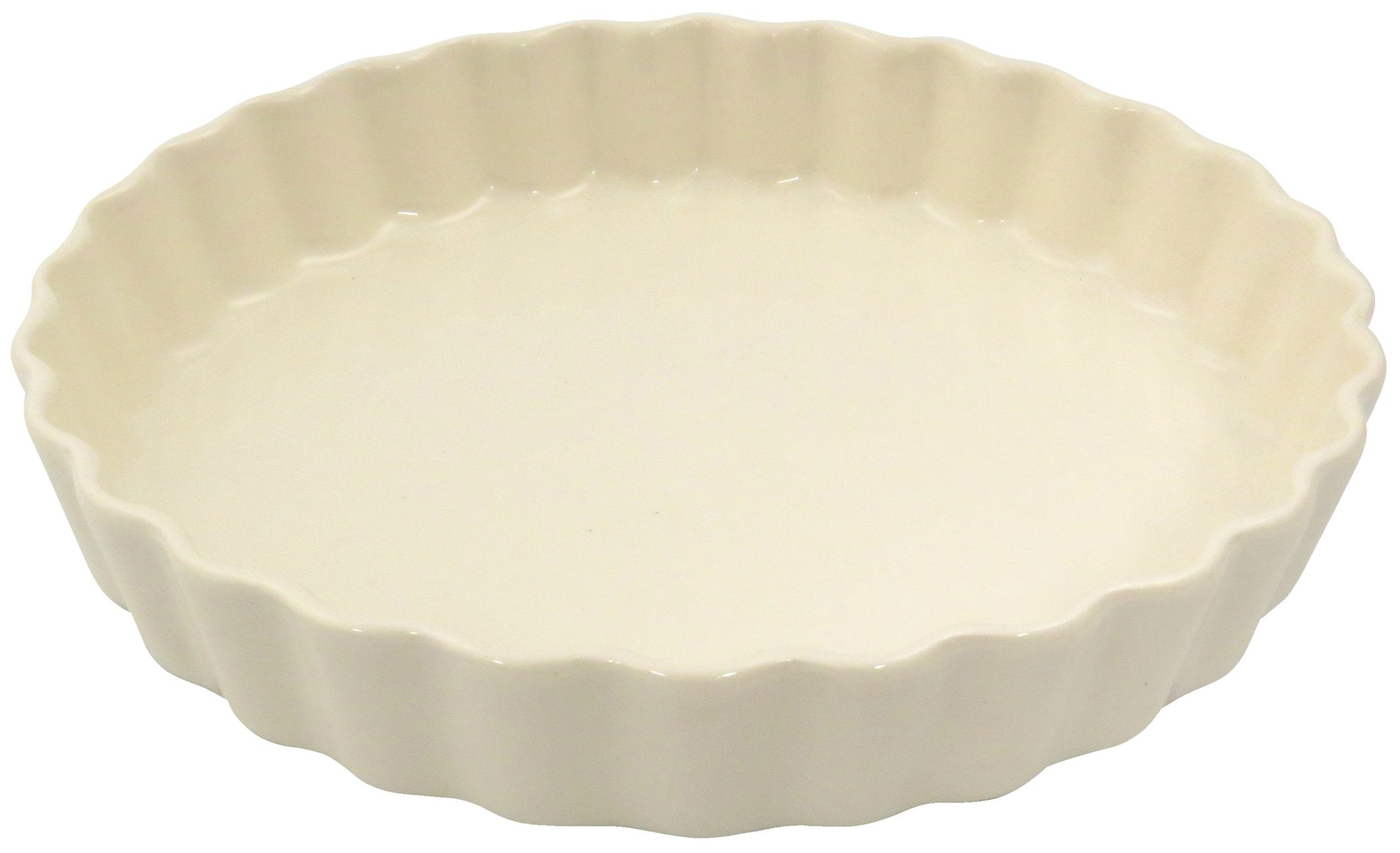 Banko Ware 06596 Oven Safe Quiche Gratin Dish, Large, White Standing Muscles, Diameter Approx. 7.7 inches (19.5 cm), Microwave Safe, Made in Japan