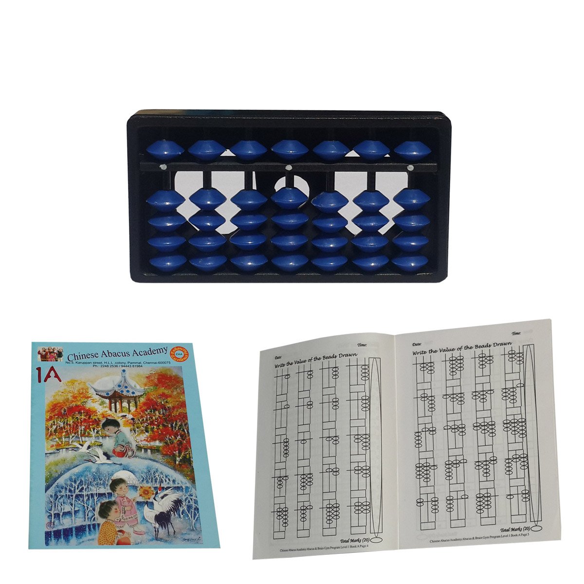 7 Rod Blue Abacus KIT with 2 Work Books