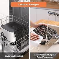 FABULETTA 11-in-1 Forrólevegős Fritőz 5.7L, 1950W, LED Érintőképernyő, 230°C, 95% Kevesebb Olaj, Fehér, Időzítő, Rázó Mód 6