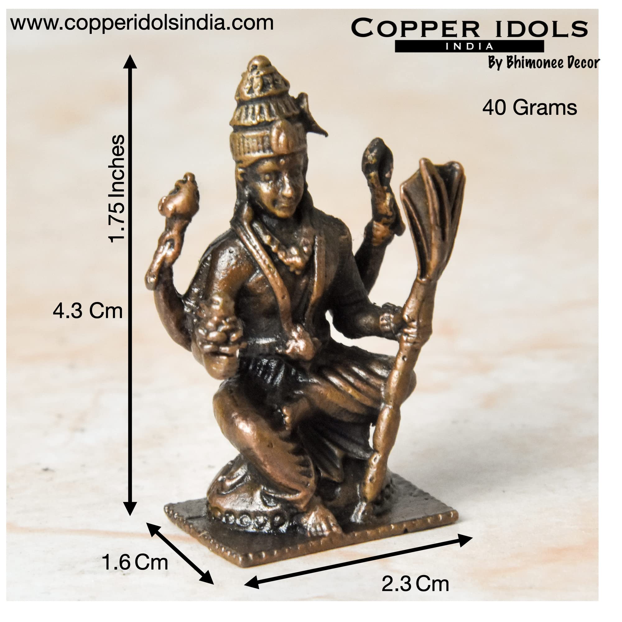 Copper Rajarajeshwari Idol - Handmade Antique Statue -2 Copper Rajarajeshwari Idol - Handmade Antique Statue -2