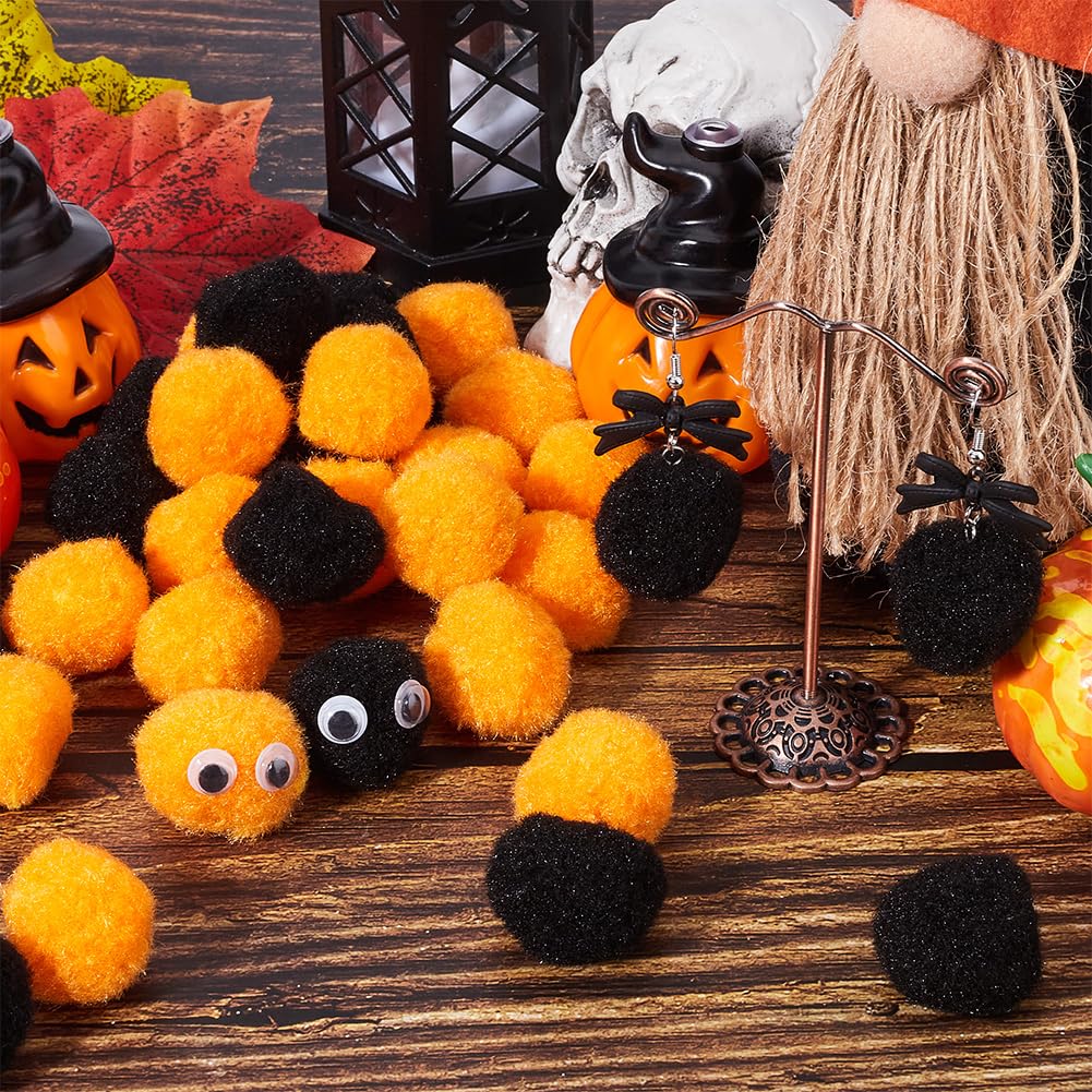 100 Stück Halloween-Pompons – 30 Mm, Orange/schwarz, Weich, Für Basteln & Deko