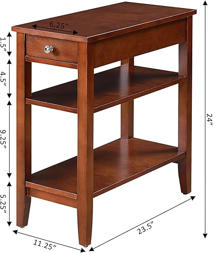 Miniatura 3 de Convenience Concepts American Heritage Mesa Auxiliar de Cabecera con Cajón de 23.5" - Mesa Clásica de Sala de Estar con Estante de Almacenamiento,