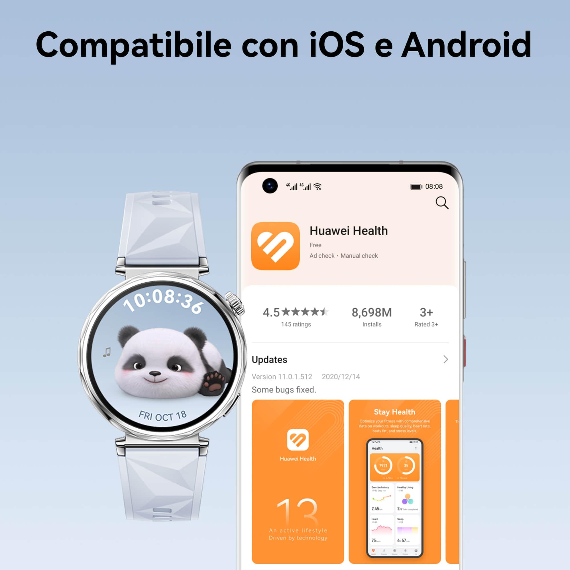 HUAWEI WATCH GT 5 46mm Smartwatch, Design Elegante, Nuova Modalità Corsa e Ciclismo, Monitoraggio della Salute, 14 Giorni di Durata della Batteria, iOS e Android, Nero