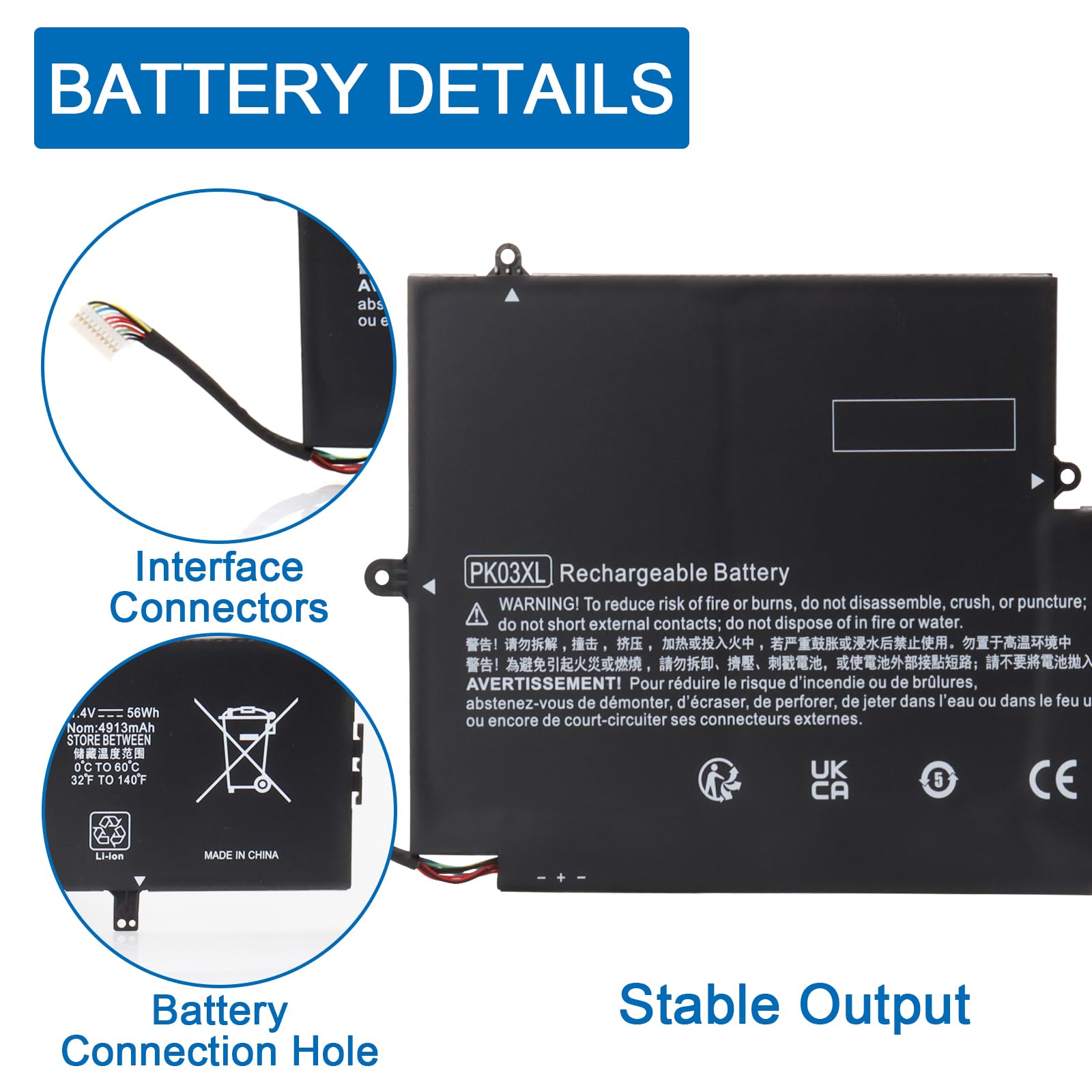 K KYUER PK03XL Laptop Akku für HP Spectre 13 Pro X360 G1 G2 13-4100 4200 4001NG 4000NG 4159NG 4104NG 4105NG 4102NG 4230NG 4151NG 4156NG 4105NG 4104NG 4132NG 4230NG 4231NG 4204NG 4203NG 4175NG 4172NG
