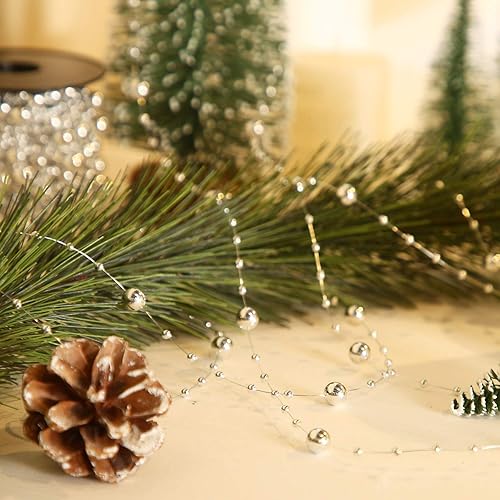 Miniatura 59 de Pangda Guirnalda de perlas artificiales de 65.6 pies para árbol de Navidad, cadena de hilos de cuentas de plástico, adorno para boda, fiesta de Rosa