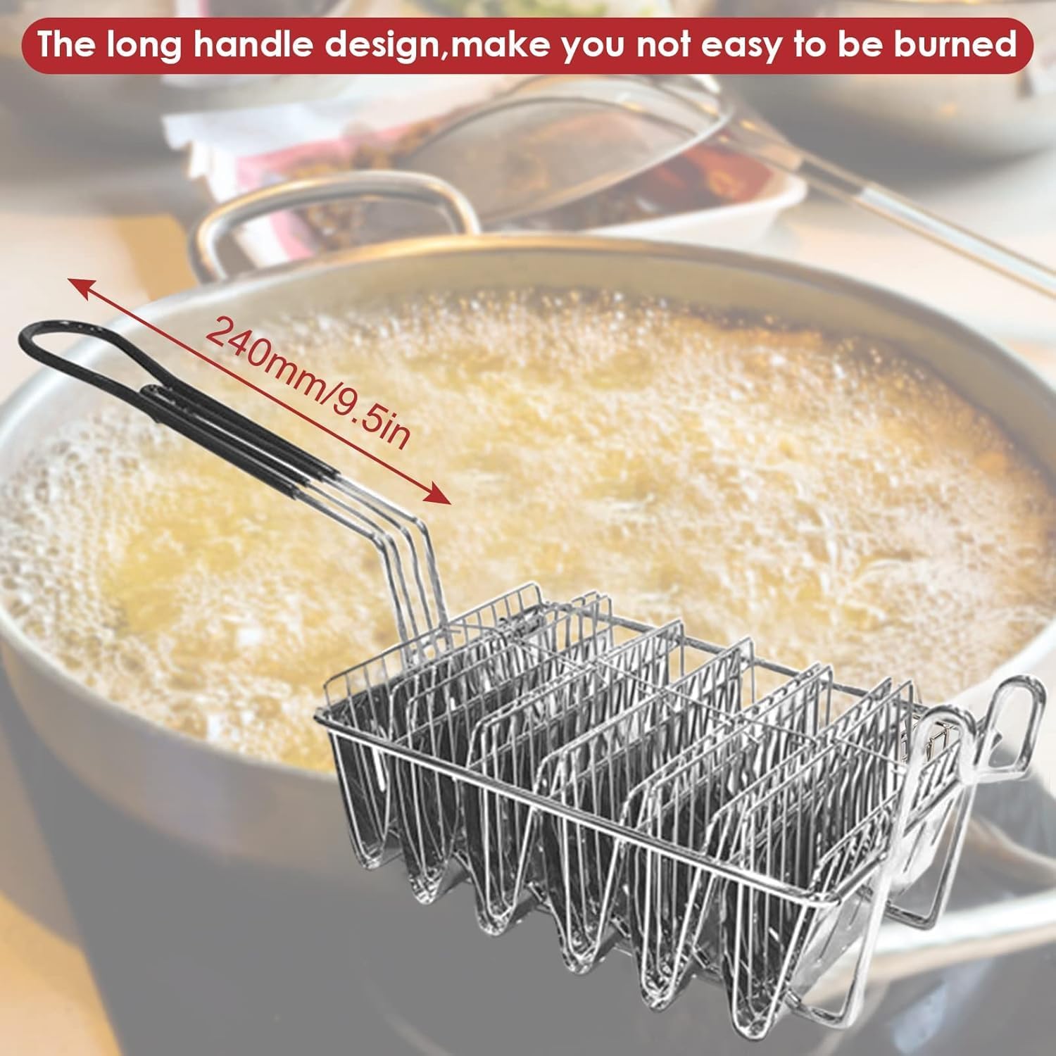Taco Fryer Basket, 6 Shells Stainless Steel Taco Shell Fry Basket Tortilla Frying Basket, Taco Shell Maker Deep Fry Basket with Detachable Handle, Taco Holder Stand for Commercial and Home Use