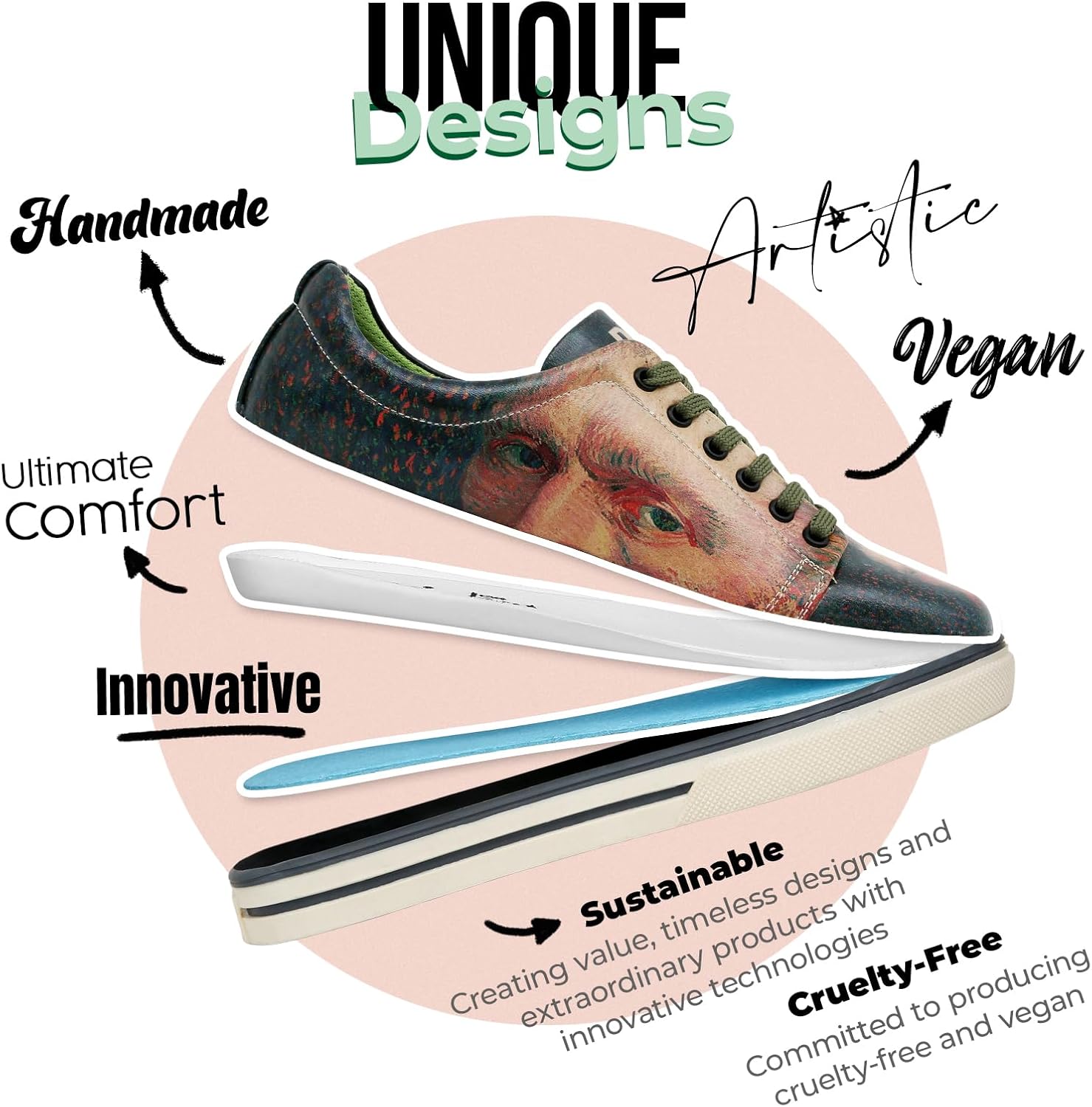 DOGO Vegan Leather Sneakers for Women - Handmade and Unique Fashion Sneakers for Women