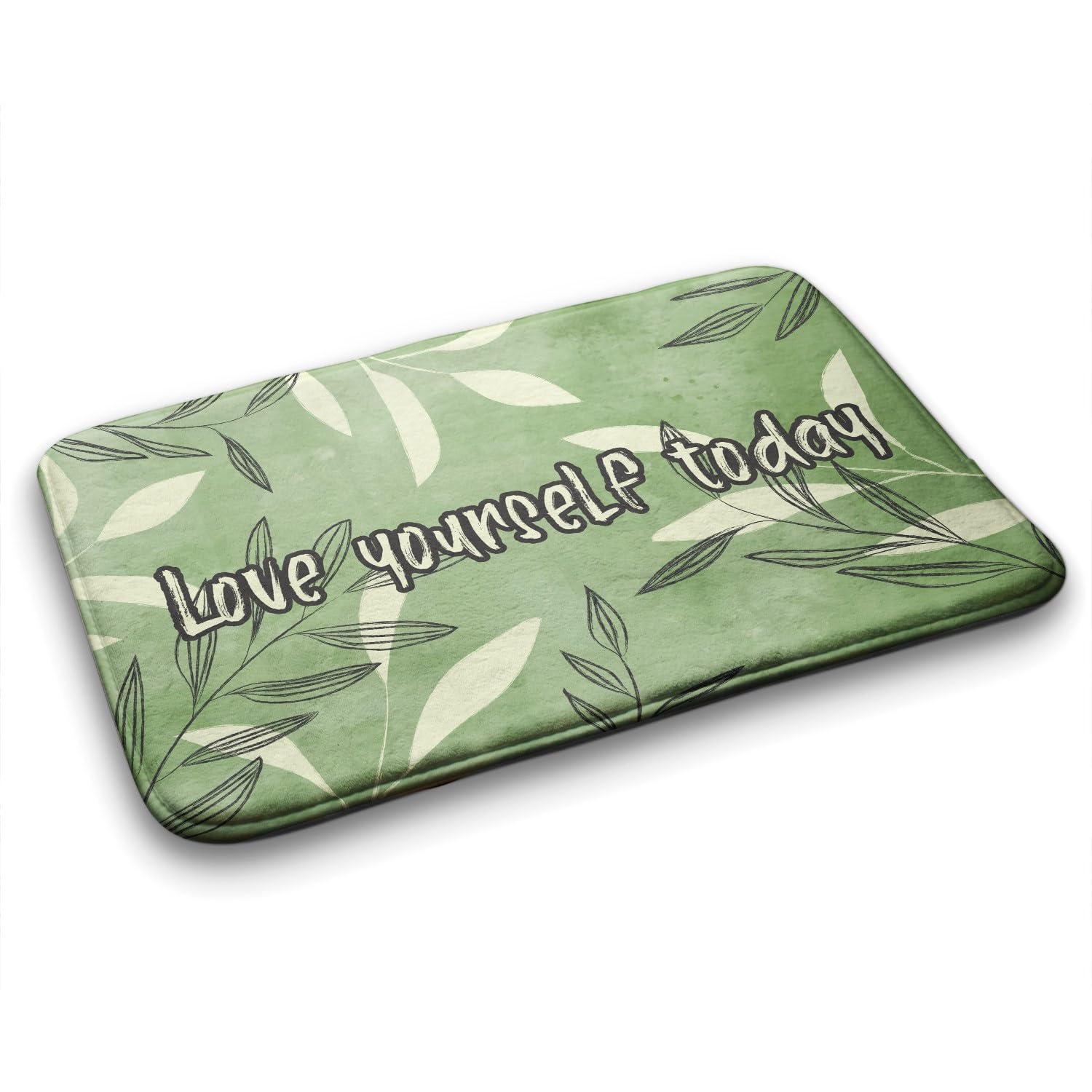 Tapis de salle de bains 75x45 cm Tulup rectangulaire antidérapant et doux motif feuilles