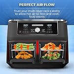 [2-Pack] Air Fryer Rack for Ninja Foodi DZ201/DZ401 | Stainless Steel Multi-Layer Rectangle Stackable Dehydrator Rack | Accessories Compatible with Ninja Foodi Double Basket Air Fryers