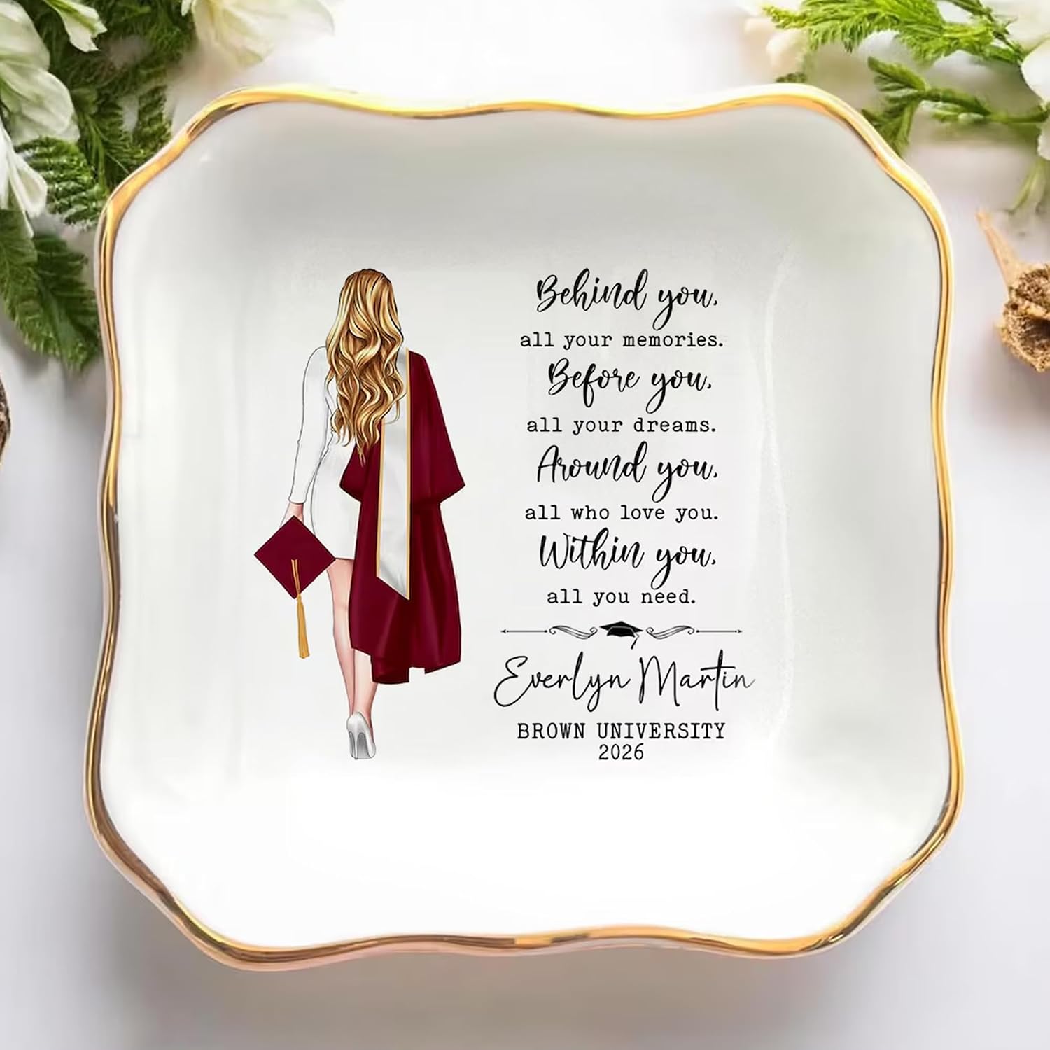 Personalized Graduation Jewelry Dish, Graduation Gifts for Daughter, College Grad Present for Daughter, Masters Degree Gift, Inspirational Graduate Gift, High School Graduate Gifts for Daughters