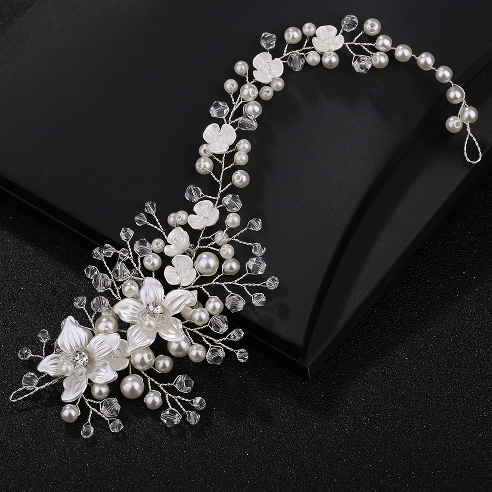 Tiara de Boda Diadema de Novia Perla Joyería Floral Mujeres Boda Banda for el Cabello Flores de Cristal Diademas de Boda