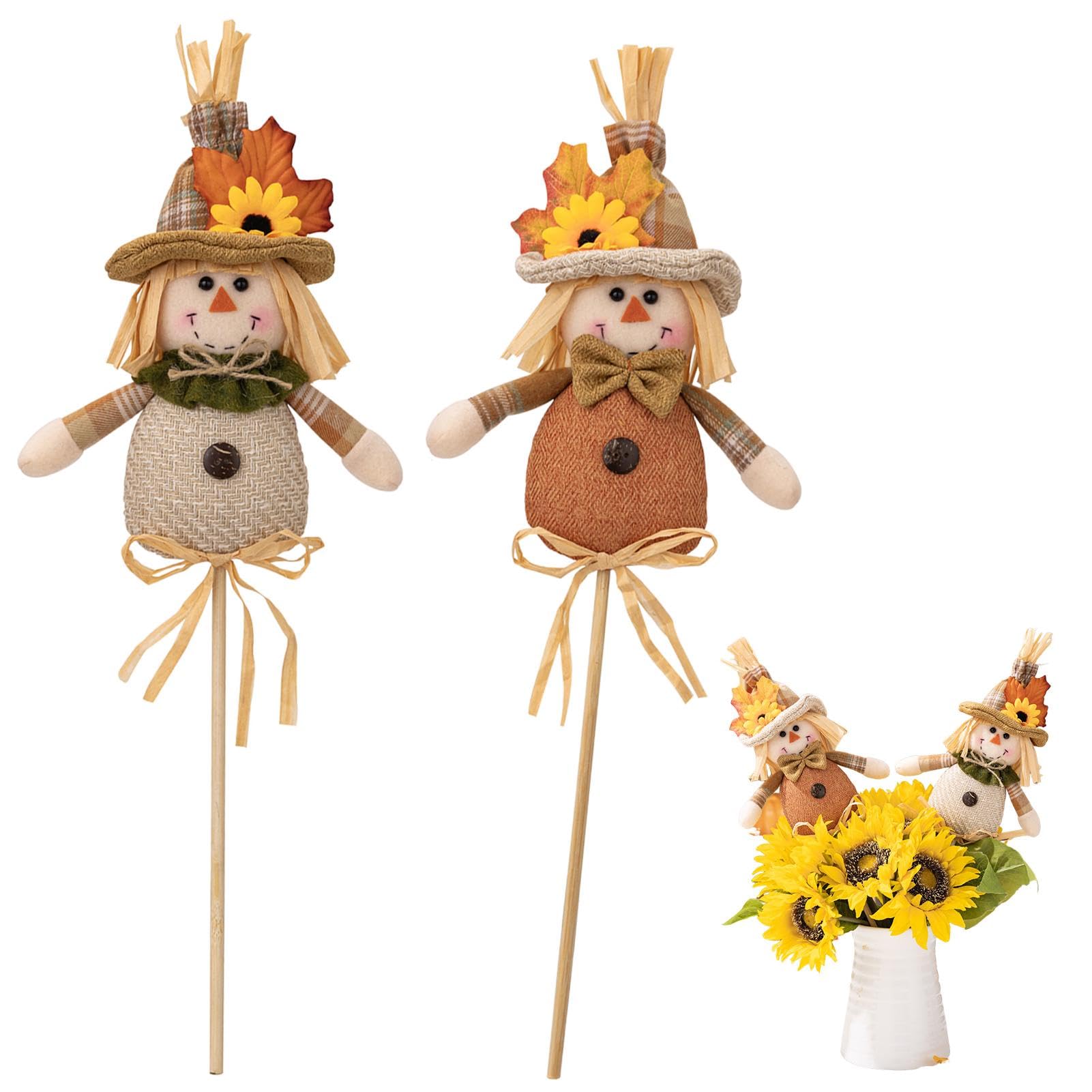 Harvest Gnome | Thanksgiving Fall Doll Ornaments - Felt Boy Girl Wood Stick Doll Harvest Season Plush Doll Thanksgiving Vase Insert