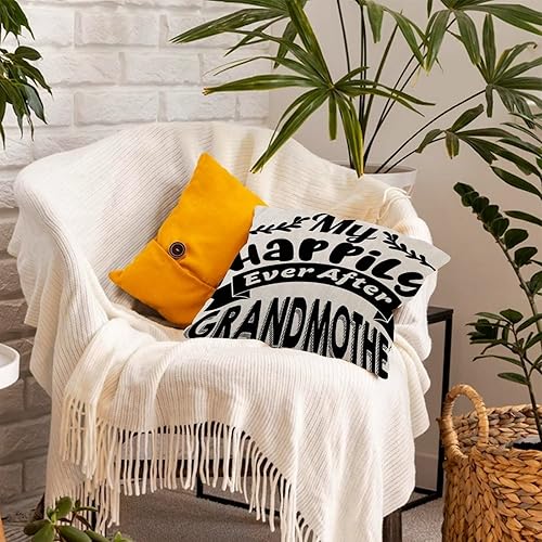Miniatura 6 de My Happily Ever After Grandmother - Fundas de almohada sólidas, estilo vintage, para fiestas, fundas de cojín cuadradas de algodón y lino para