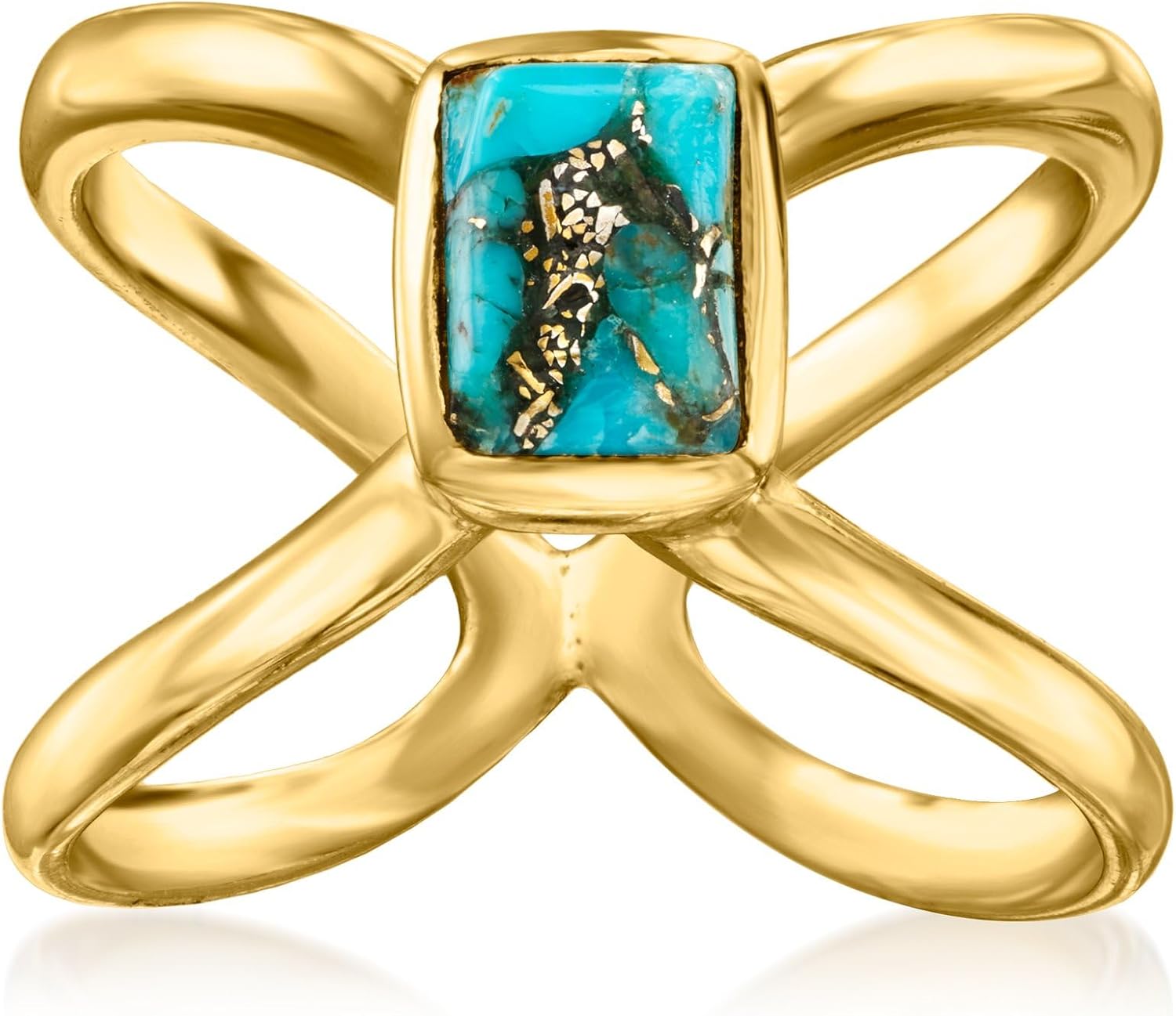 RossSimons Turquoise Crisscross Ring in 18kt Gold Over