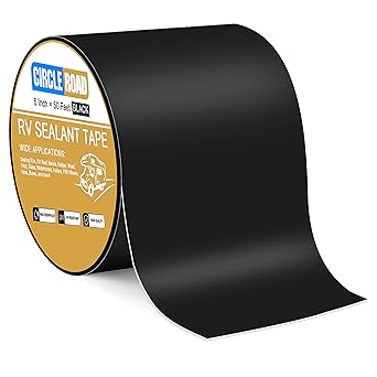 CircleRoad Butyl Sealant Waterproof Tape, RV Roof Tape Black, 6 Inch X 50 Feet RV Repair Sealant Tape, Stop Camper Roof Leaks, UV-Resistant, Weatherproof and Reliable 6In-50FT Black