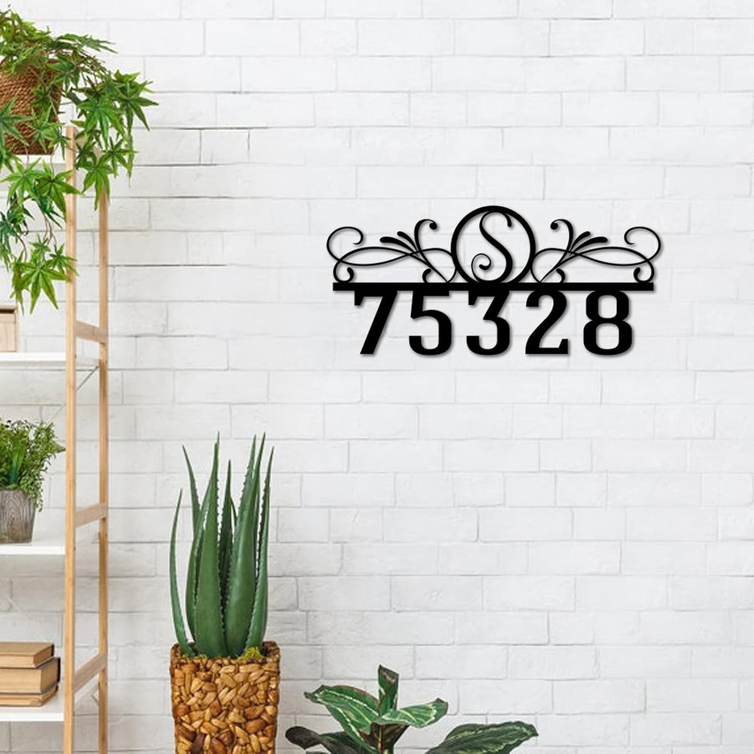 Personalized Monogram Address Sign Metal Wall Art Decor Door Hanger Outdoor Metal Mailbox Number Sign for House Home Hotel Office Housewarming Gift Indoor Farmhouse Wall Art