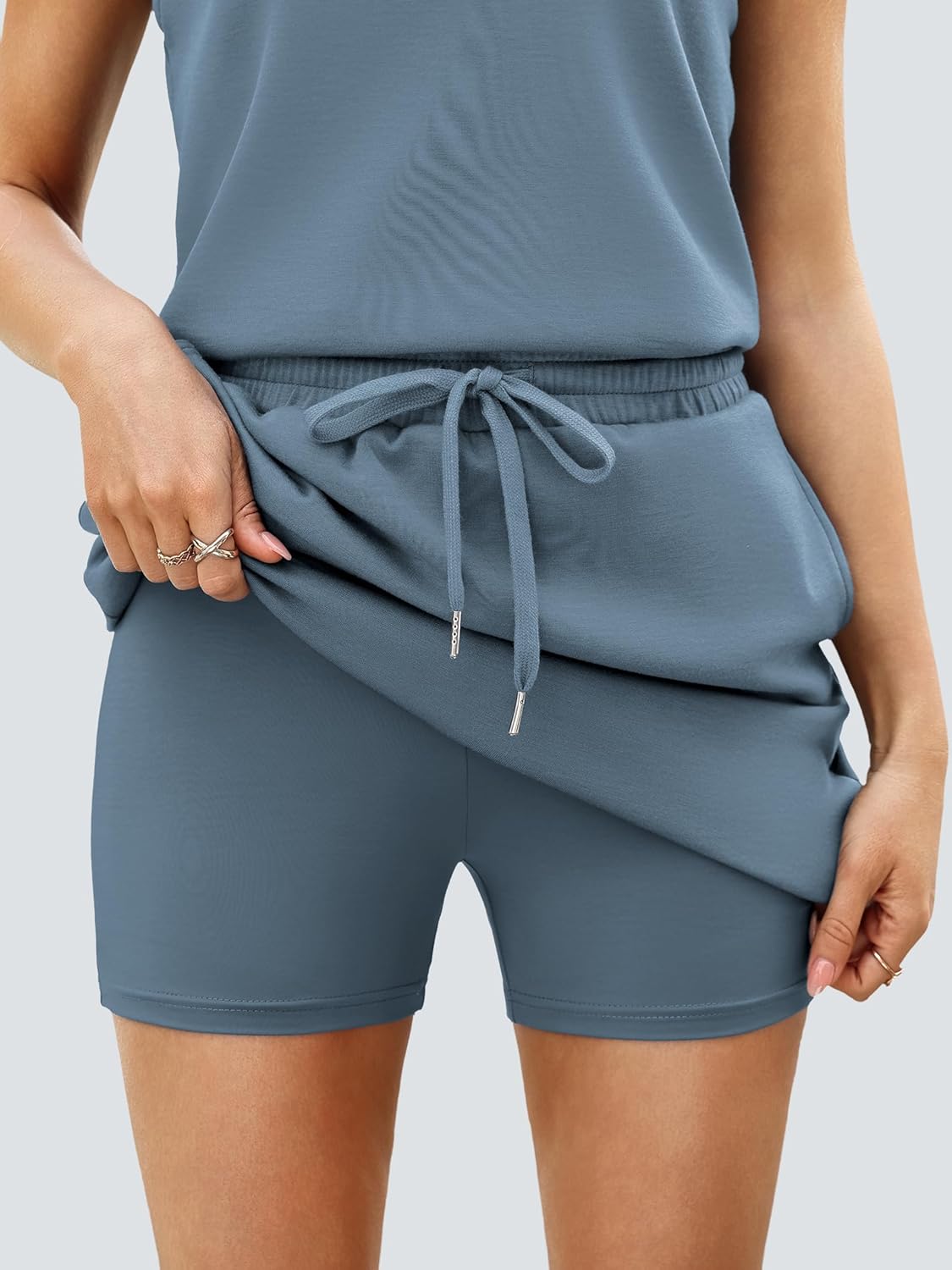 Casly Lamiit 2 Piece Skirt Sets for Women Summer Half Zip Travel Outfits Cap Sleeve Lapel Tops Matching Tennis Skirt - Image 6