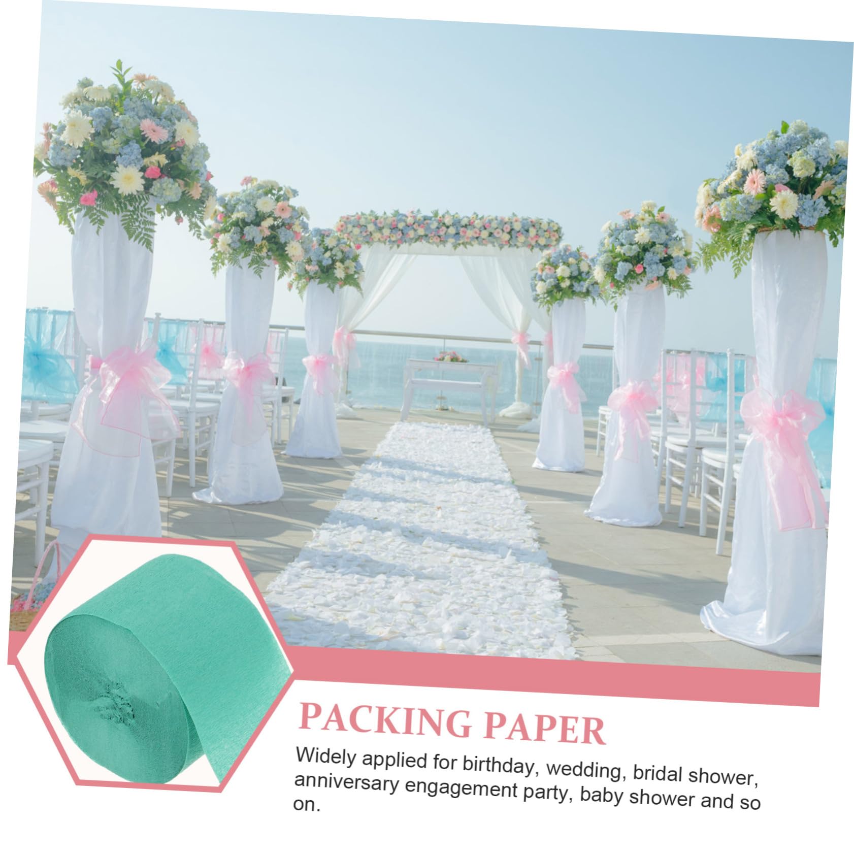 TEHAUX 32rouleaux Papier Crépon Pour Décorations De Fête Anniversaire Et Mariage Accessoires De Streamers Pour Événements Festifs