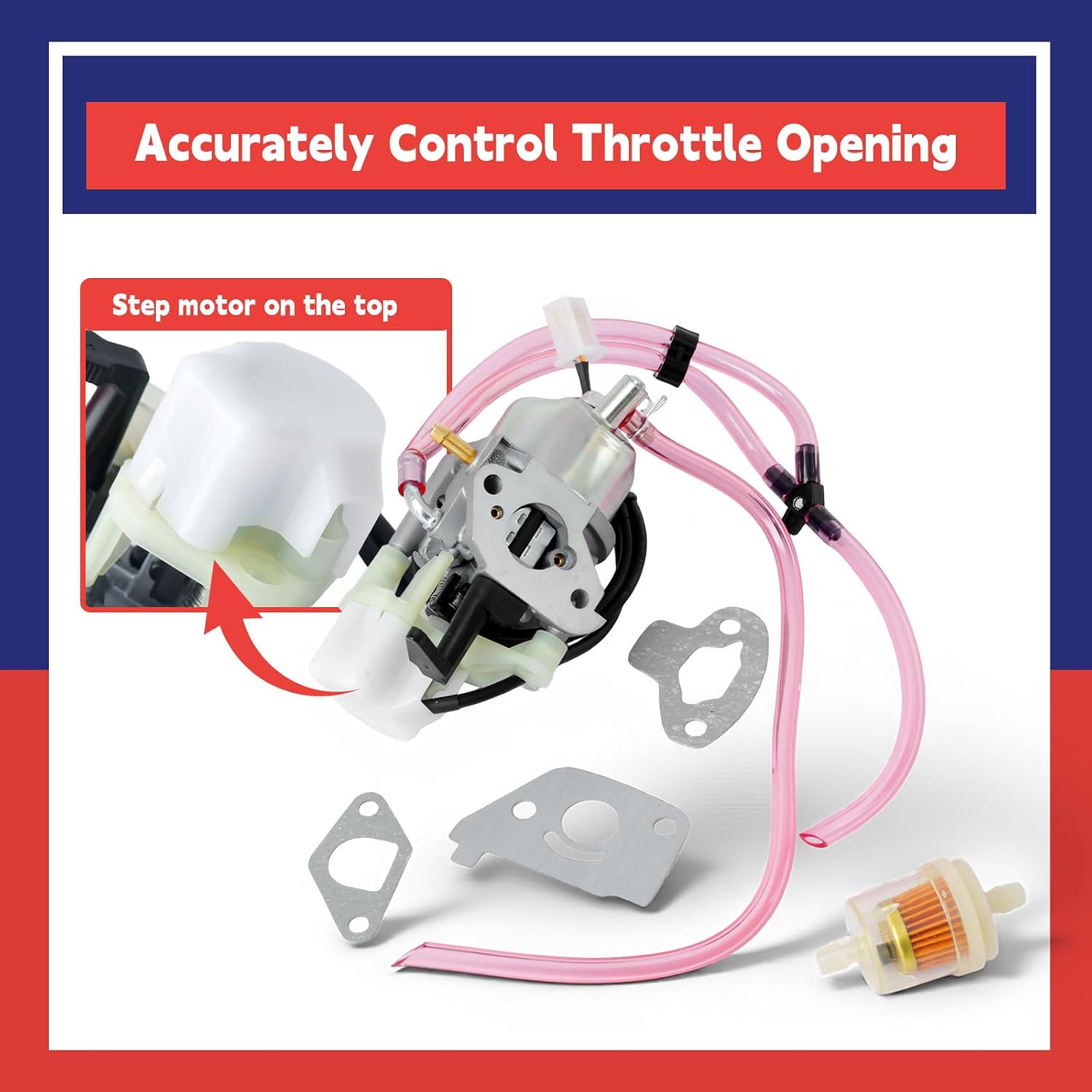 Carburetor Compatible with Predator Inverter Generator Surge 1400 Watt SKU# 71342, 59186, 57063 Carb Maintenance Kit with Gaskets and Fuel Line