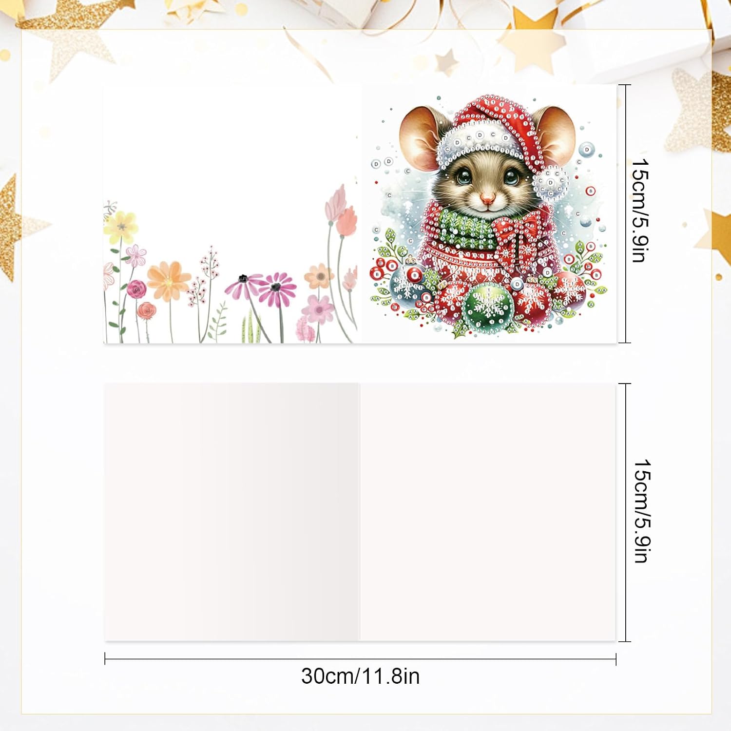 LazyFold 6 Pcs Diamond Art Painting Greeting Cards Kits, DIY Christmas Theme Handmade Festival Greeting Cards with Envelopes Diamond Art Crafts Birthday Cards Creative Gift image 2
