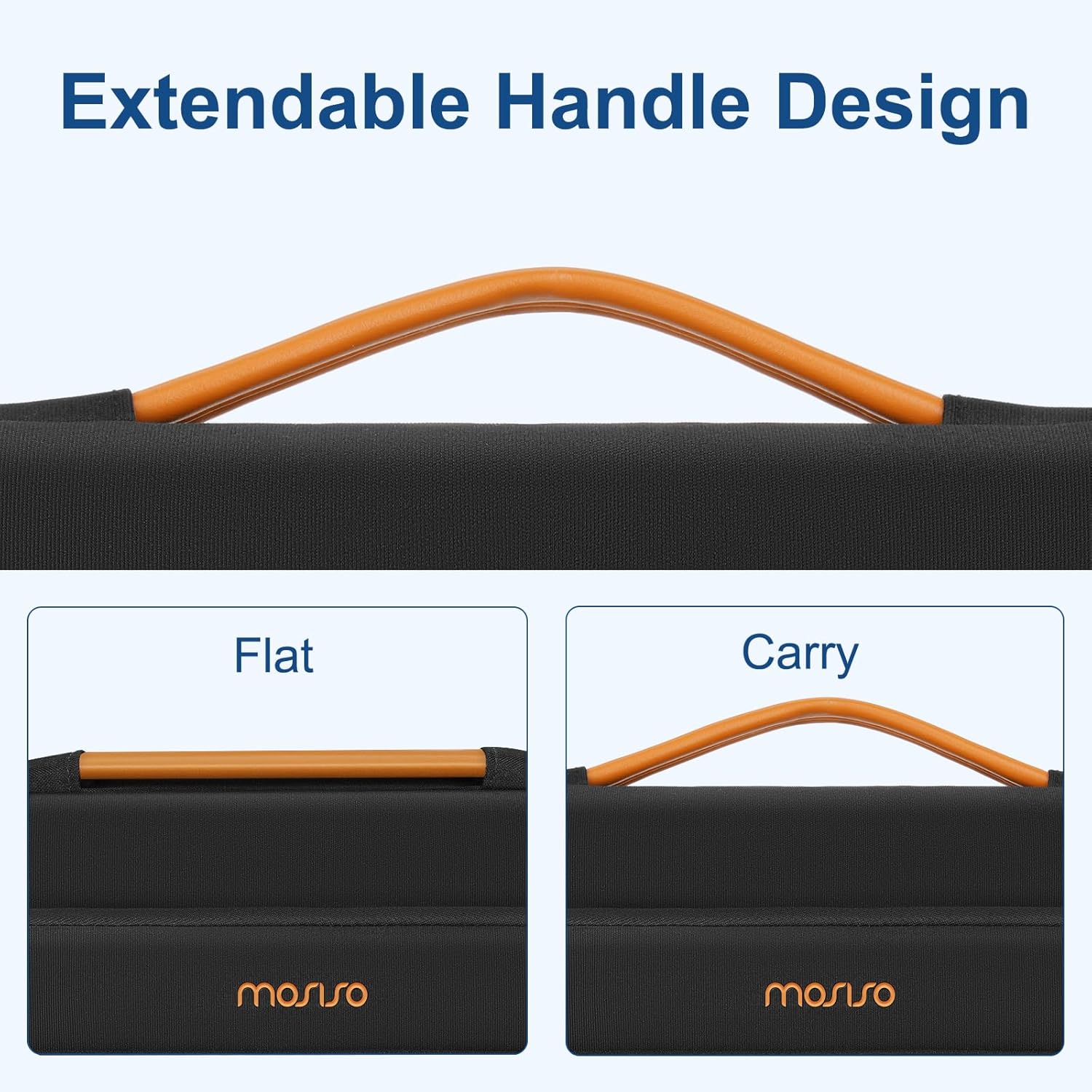 MOSISO 360 Protective Laptop Case 13.3 inch, 13-14 inch Laptop Sleeve Compatible with MacBook Air/Pro 13 / Pro 14, HP Dell Acer ASUS, Side Open Carrying Case with Raised Pocket&PU Handle&Belt, Black - Image 8