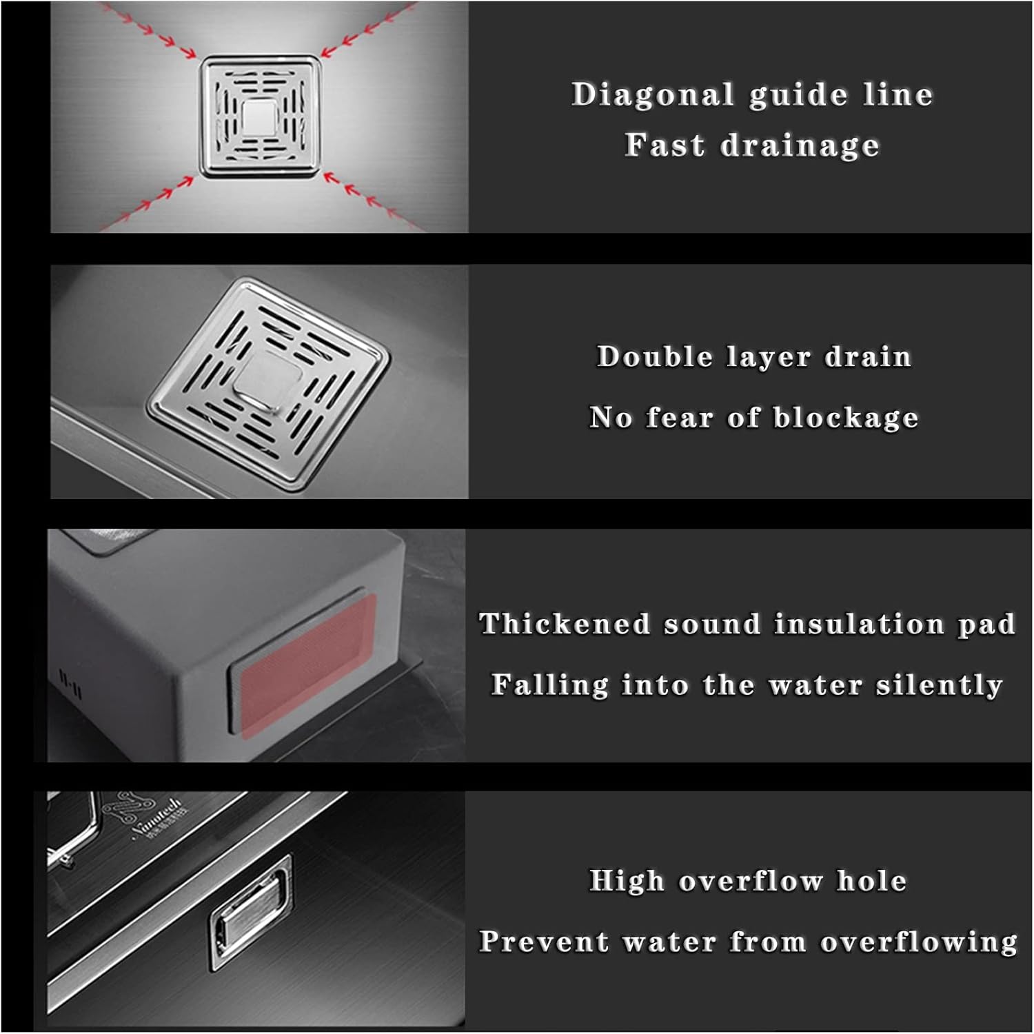 304 Stainless Steel Kitchen Sink Single Bowl Stepped Bar Sink with Cup Washer and Faucet Recessed Or Under-Counter Installation Multiple Package Options (Color : G, Size : 82x46x22cm)