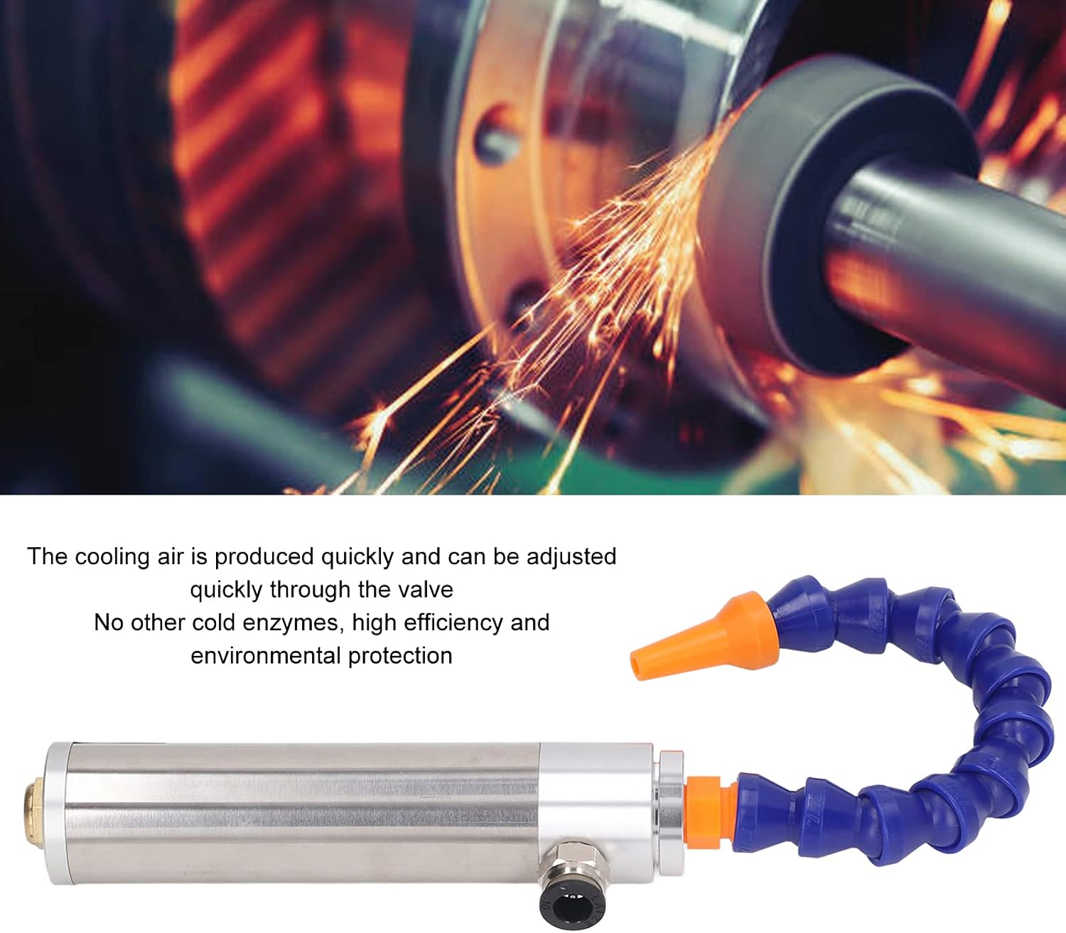 Cold Air Dry Cooling Gun with Adjustable Valve, Aluminum Alloy Vortex Air Cooler for Metal and Plastic Processing, 3 Piece Set - Industrial Grade Tool for Welding and Mold