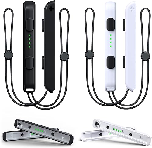 Joycon - Correas de muñeca para interruptor, repuesto para correa Joy Con, paquete de 4, correa de muñeca ajustable para Switch Joycon (negro y