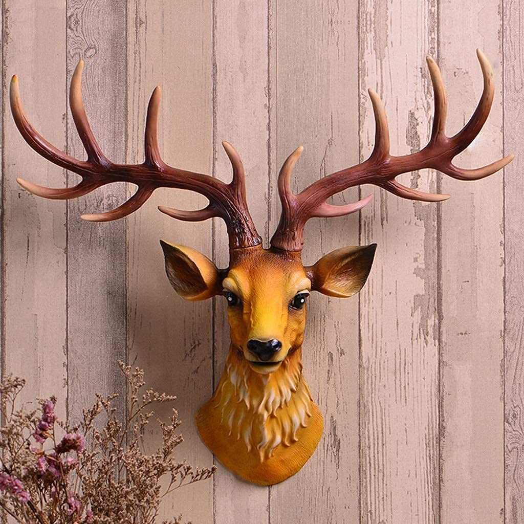 Amazon.co.jp: 壁の彫刻 鹿の頭を吊るす ウォールアート 壁掛け ホーム