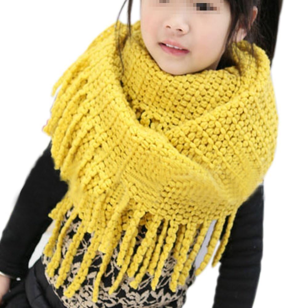 EUBUY Fashionable Autumn Winter Kids Toddler Knit Warmer Tassels Neck Scarf Circle Loop Round Scarves Shawl(Yellow)