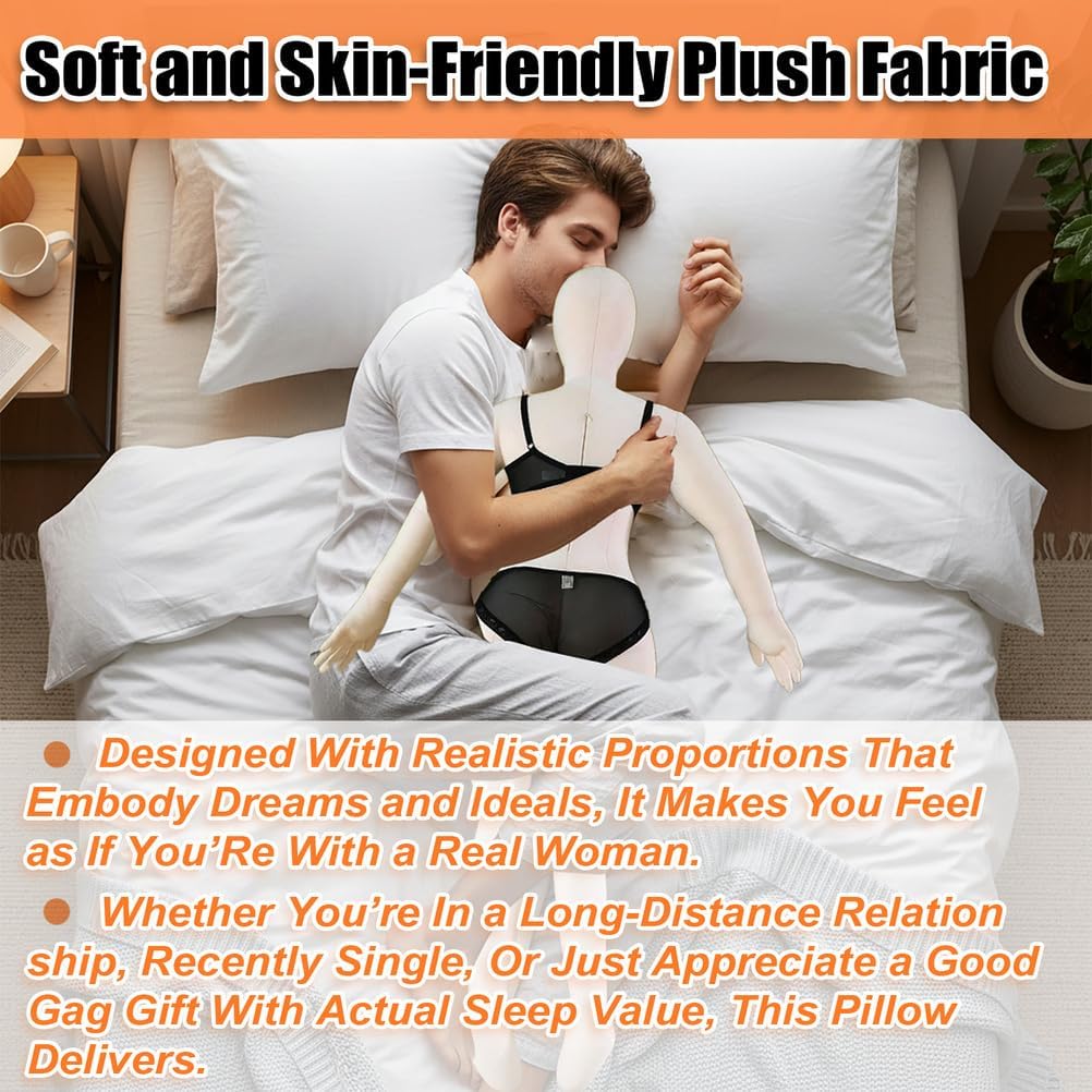 with Cotton,B Cup,150cm Human-Shaped Body Pillow with Soft Fabric, DIY Girlfriend Doll for Women,No Filling, Full Size Hugging Pillow for Stress Relief