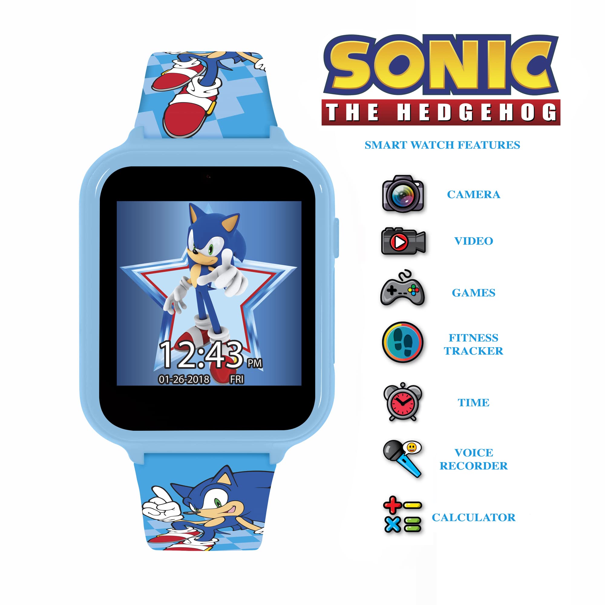 Sonic, Montre Intelligente Garçons, Blue Printed, SNC4055