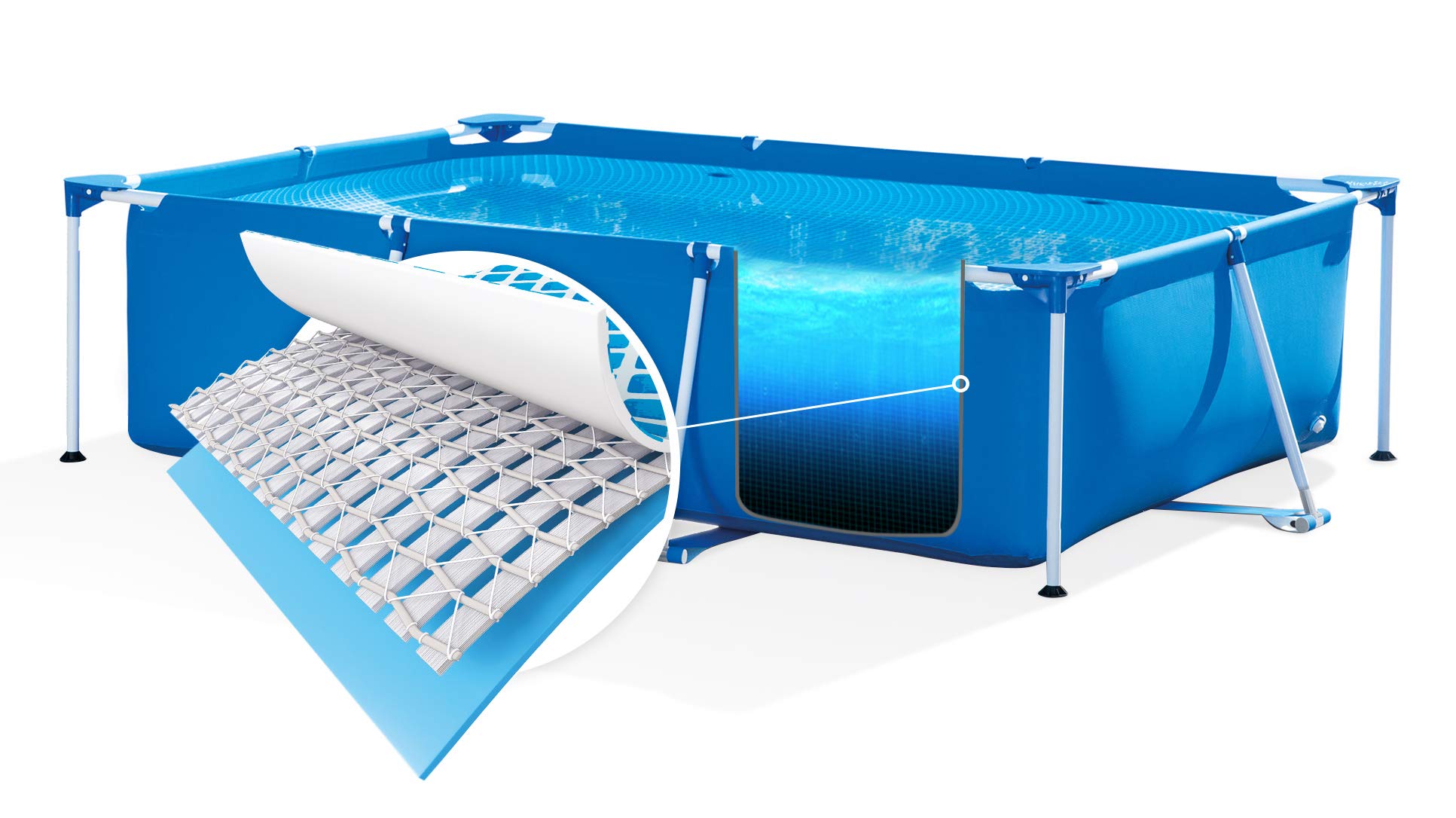 Intex Rectangular Frame Pool Set 260×160×65 cm | rechteckiger Aufstellpool mit Stahlrahmen & PVC-Wänden | 2282 l Wasserinhalt | inkl. Wasserball | stabil & einfach aufzubauen