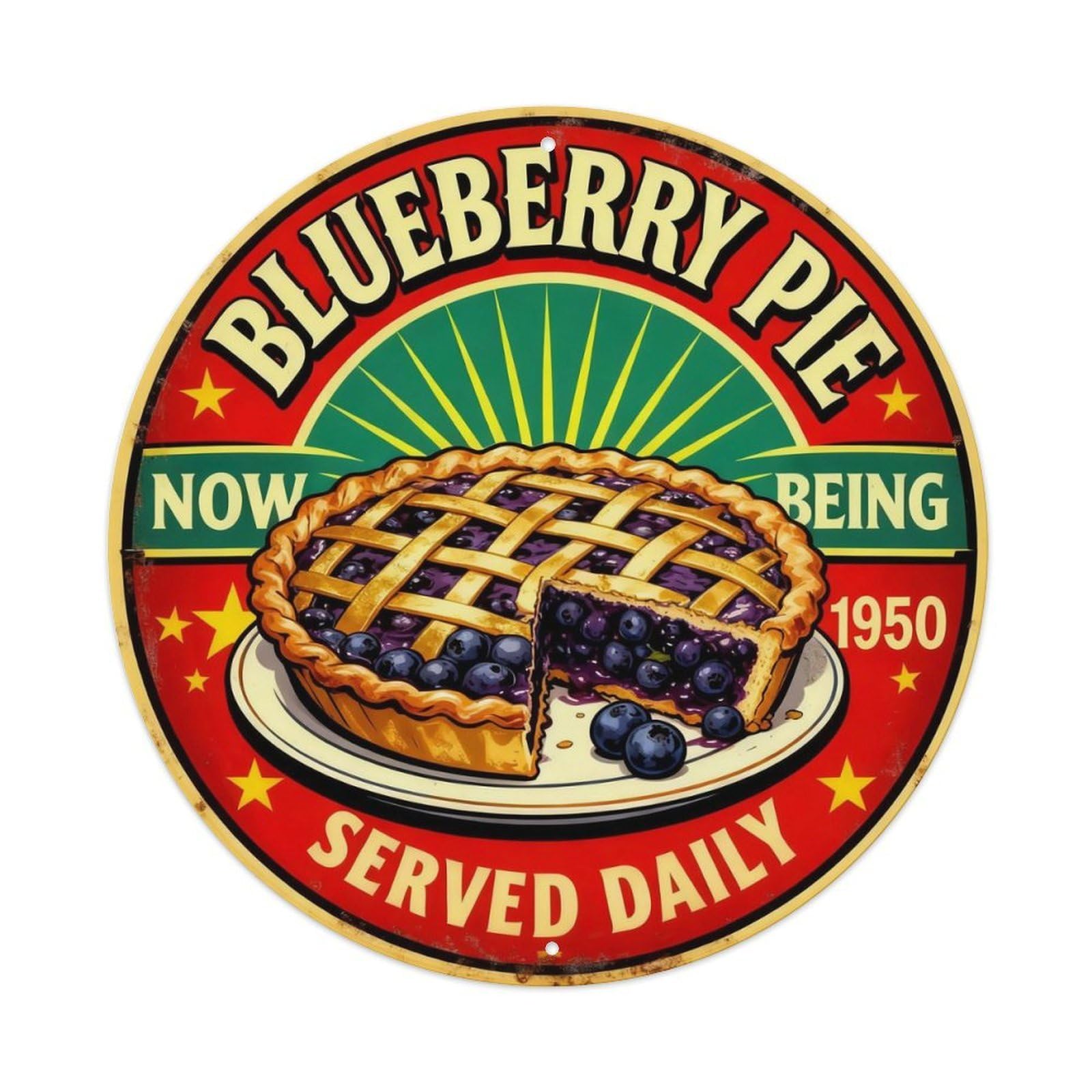 Blueberry Pie Bakery Sign Metal Tin Sign Plaque