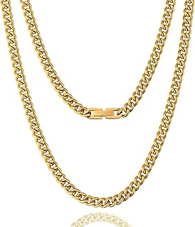 KRKC&CO Silver Cuban Link Chain for Men, Gift for Him Husband Dad, 925 Sterling / 24K Gold Plated and 316l Stainless Steel Base, 3/5mm Miami Necklace Jewelrys, Cadena de Plata