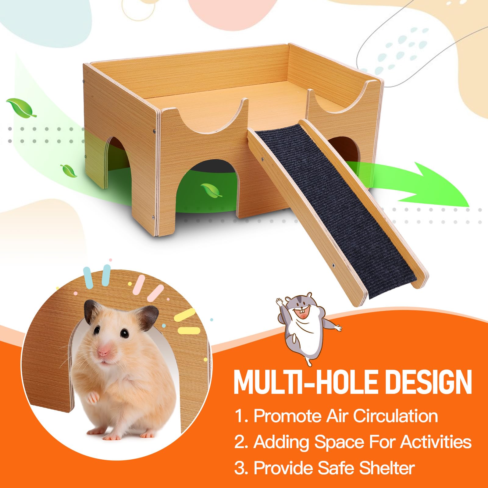 Gugxiom Updated Guinea Pig Hideout,Guinea Pigs House with Stairs and Soft Mats,Guinea Pig Hut for Hamster,Rabbit,and Other Small Animals(Upgrade) - Image 3