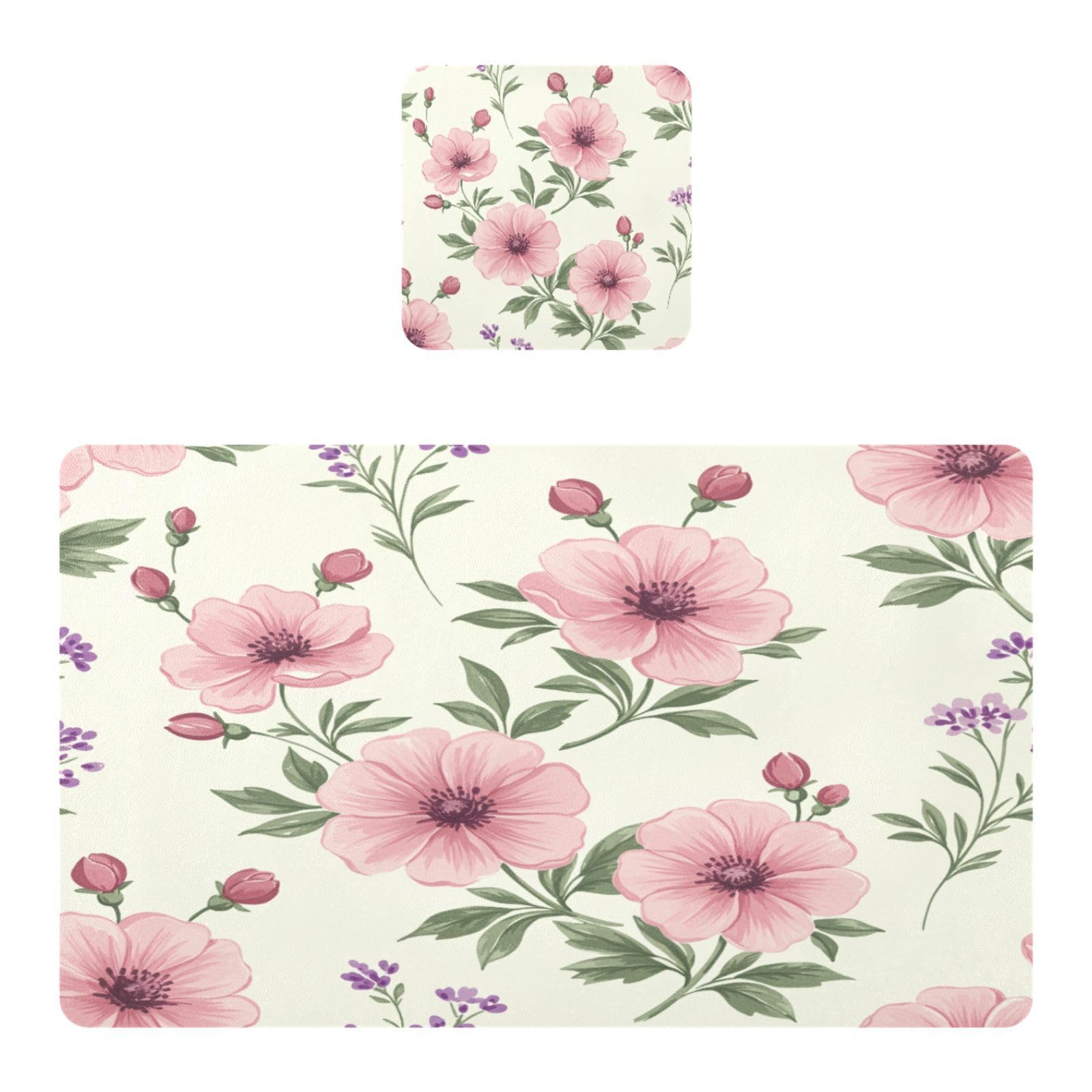 BURSTDDY Flowers Placemat Waterproof Place Mat for Dining Table