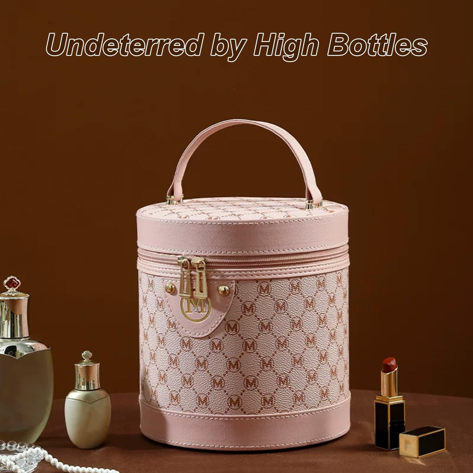 Borsa da Toilette con Doppia Apertura a Cerniera, Borsa per Cosmetici e Accessori Quotidiani, Elegante Multifunzionale, per un'organizzazione Ottimale, con Apertura Ribalta(Brown)
