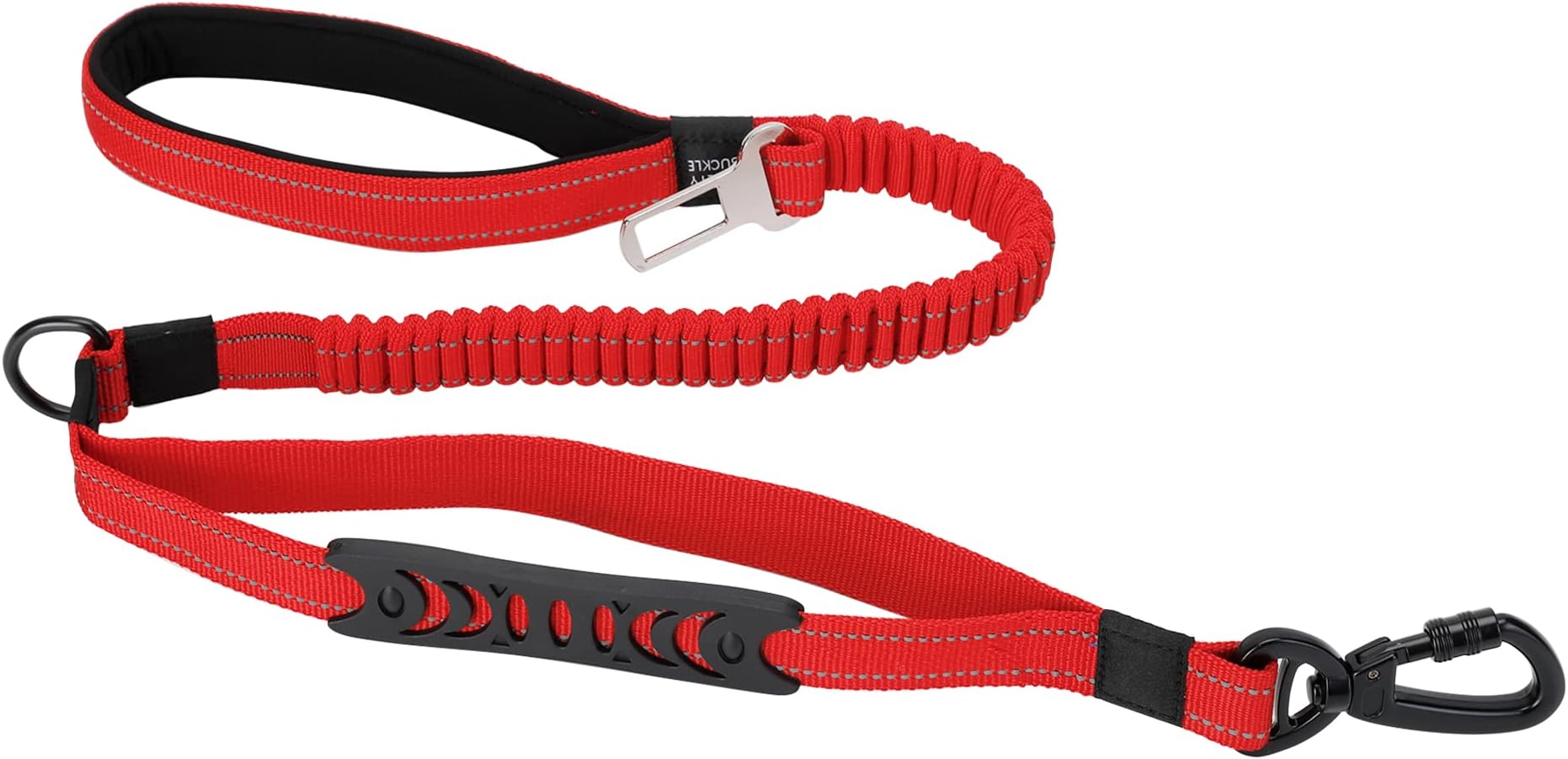Bungee Dog Lead Strong Dog Training Lead for Small Medium Large Dogs, No Shock Dog Leash with 2 Traffic Handle & Car Seat Buckle & Reflective Seam