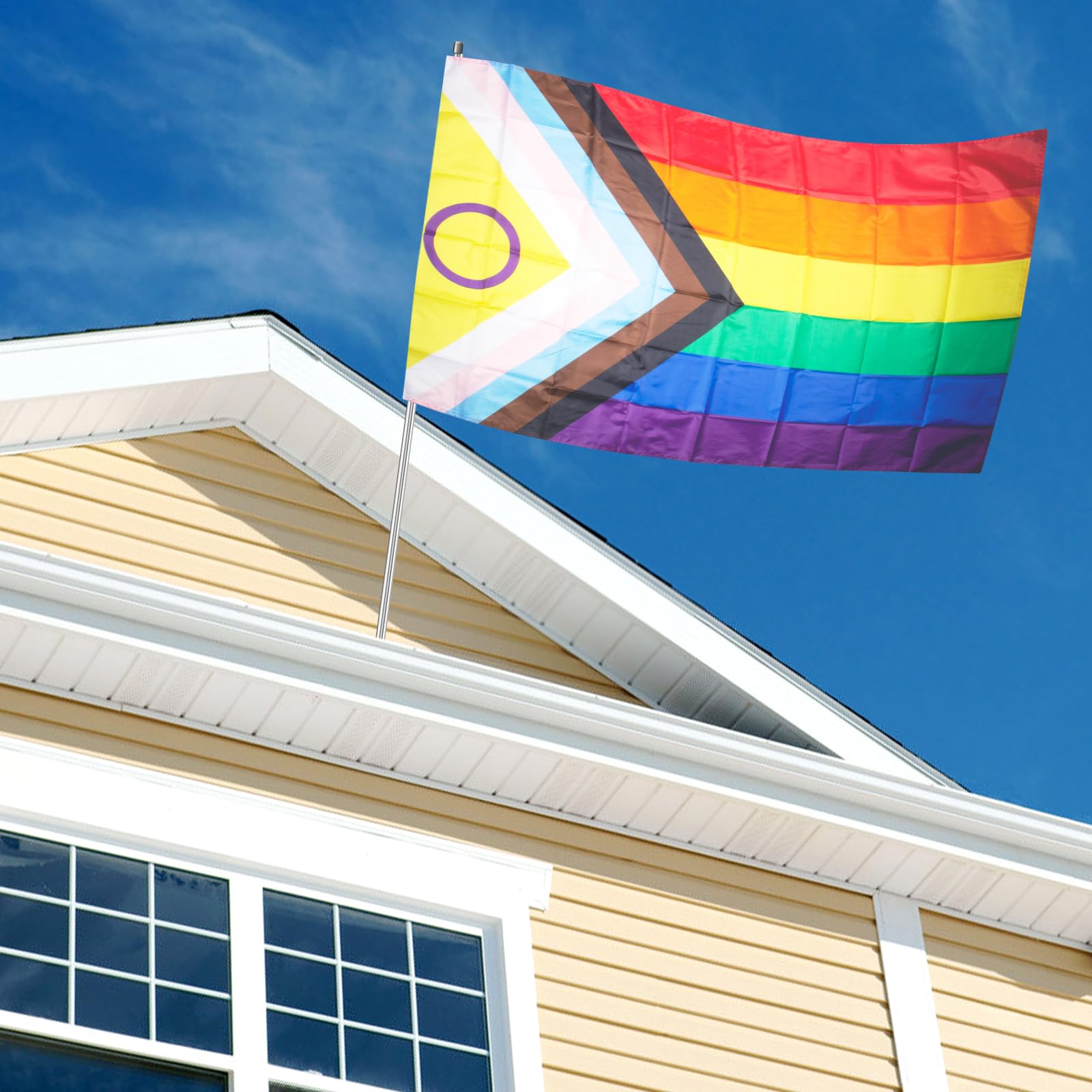 thumbnail: Set Van 2 Gay Pride Vlaggen - 90x150cm Regenboogvlag LGBTQ - Met Messing Ogen Voor Optochten En Feesten