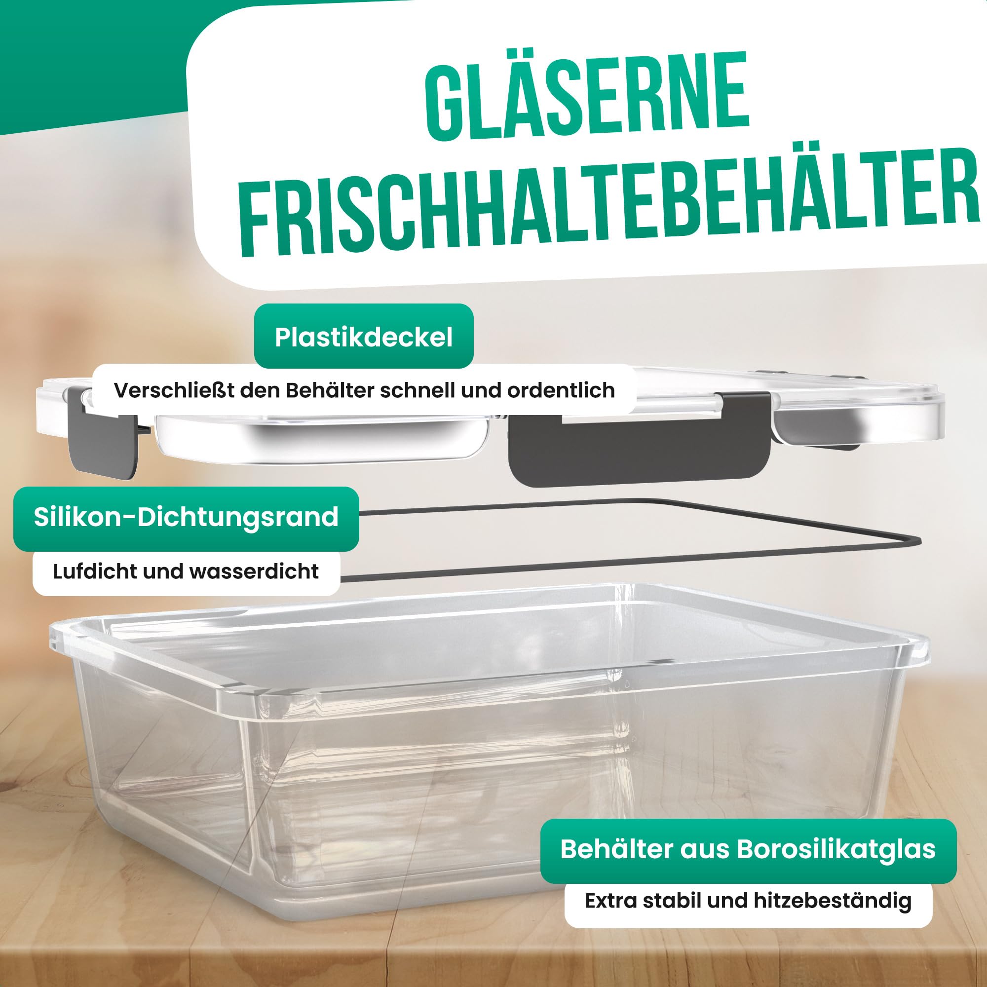 Avalo Glas Frischhaltedosen met Deckel - Meal Prep Trays - Glasbehälter mit Deckel Glas - Vorratsdosen Set - 10 Stück 1060ml / 370ml