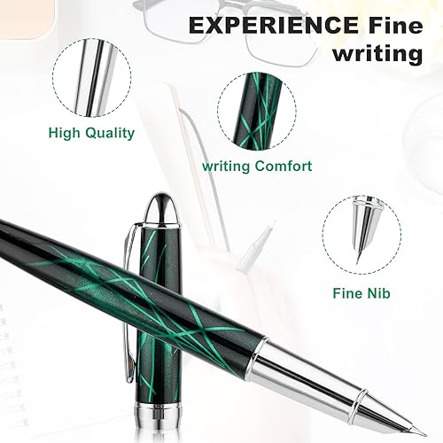 Miniatura 3 de Andibro Pluma estilográfica de metal, punta fina de 0.015 in, aspecto de mármol, bolígrafo de acero inoxidable, bolígrafo de caligrafía de escritura